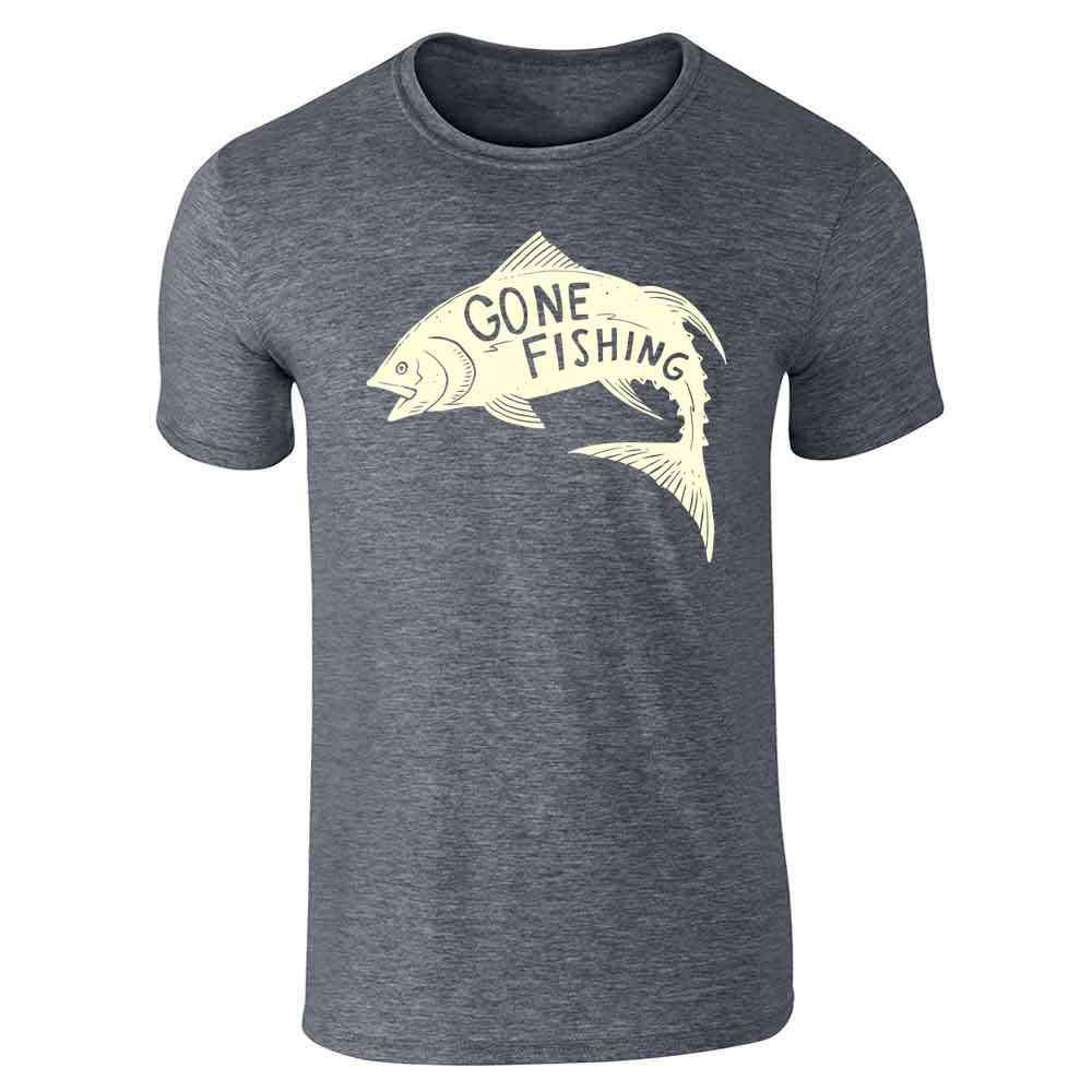 Vintage Fisherman Graphic Tee for Men - Retro Gone Fishing T-Shirt - Casual Comfort Fit Cotton Shirt - Perfect for Outdoor Activities, Fishing Trips & Weekend Wear