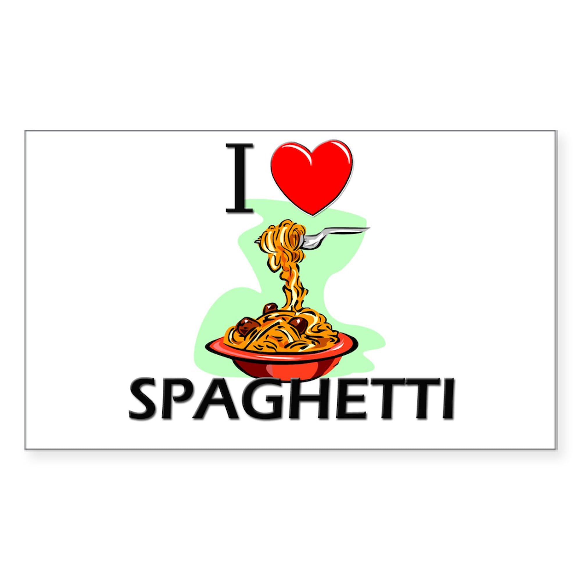 I Love Spaghetti Rectangle Bumper Sticker - Waterproof Vinyl Car Decal for Cars, Laptops & Windows - Funny Italian Food Lover Gift