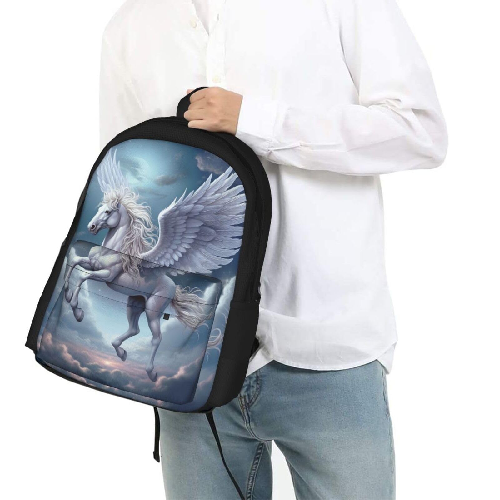 Galaxy Pegasus Horse Kids Backpack 17 Inch - School Bookbag for Boys & Girls, Travel Shoulder Bag, Laptop Daypack for Teens (1st-5th Grade) - Perfect for School, Travel & Daily Use