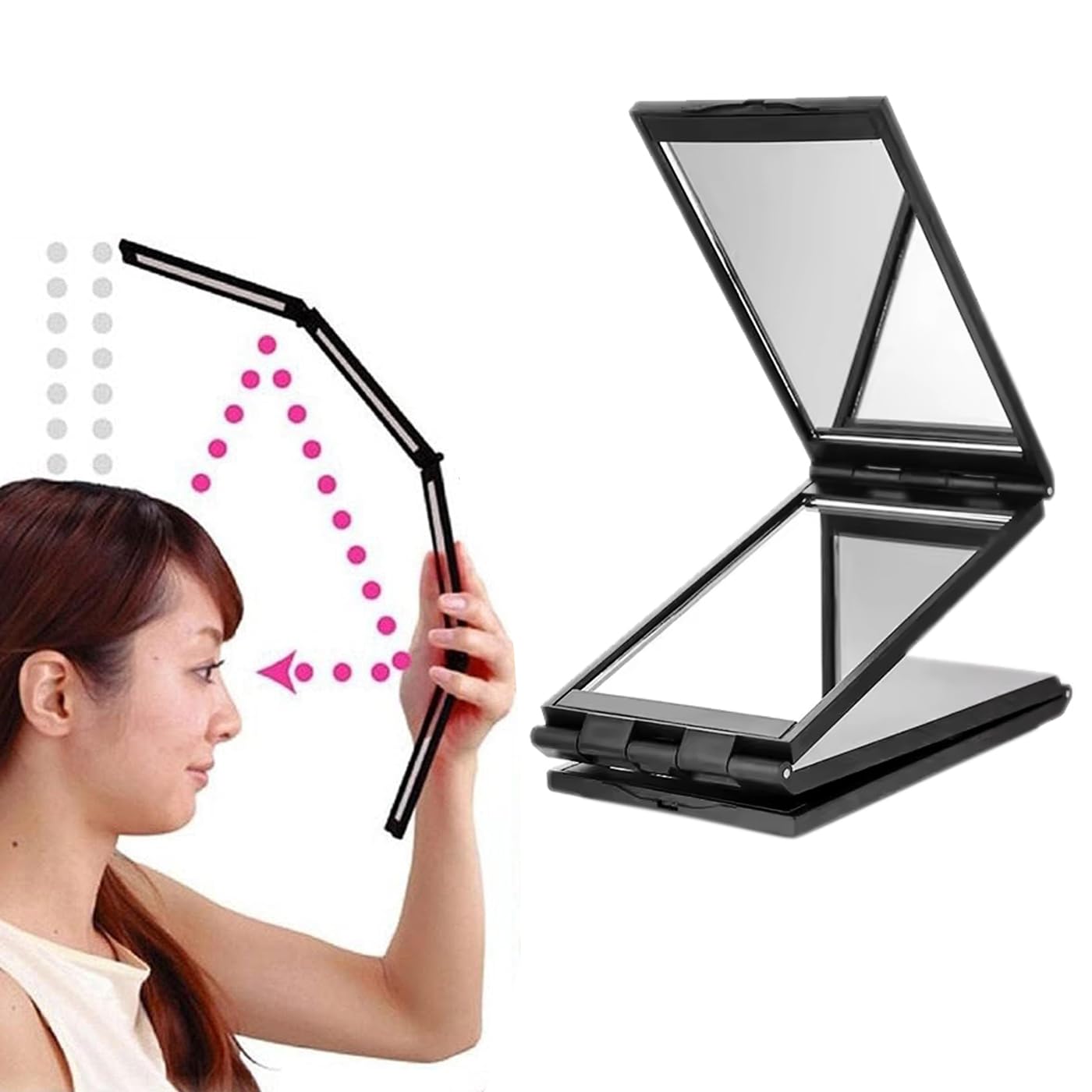 INAAYA 3D Compact Mirror for Women - Travel Pocket Mirror with Elegant Black Design | Perfect for Makeup, Travel, and On-the-Go Touch-Ups
