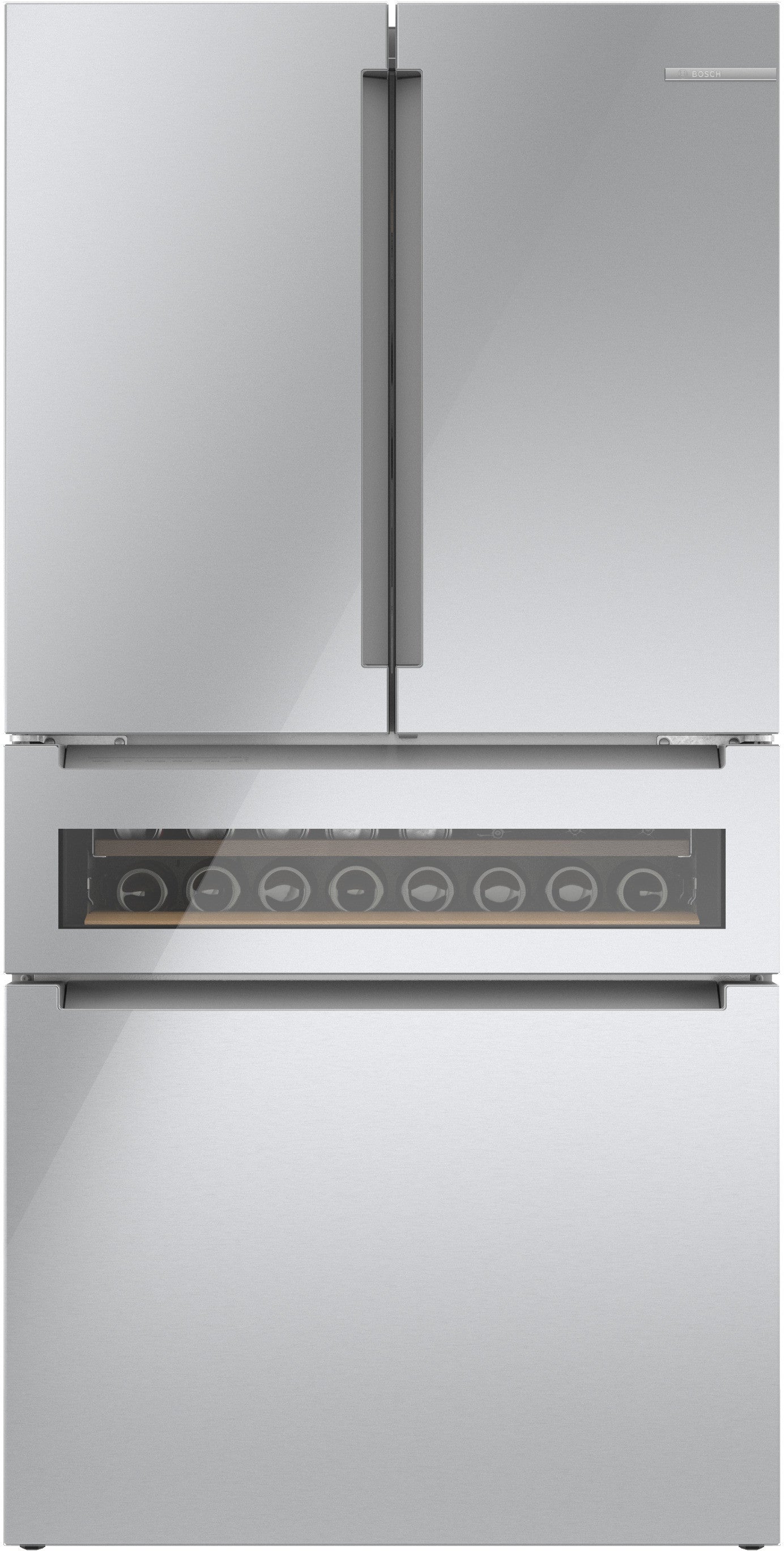 BOSCH B36CL81ENG 800 Series 36 Inch Freestanding French Door Smart Refrigerator - Stainless Steel with Glass Finish for Modern Kitchen & Open Floor Plan Homes