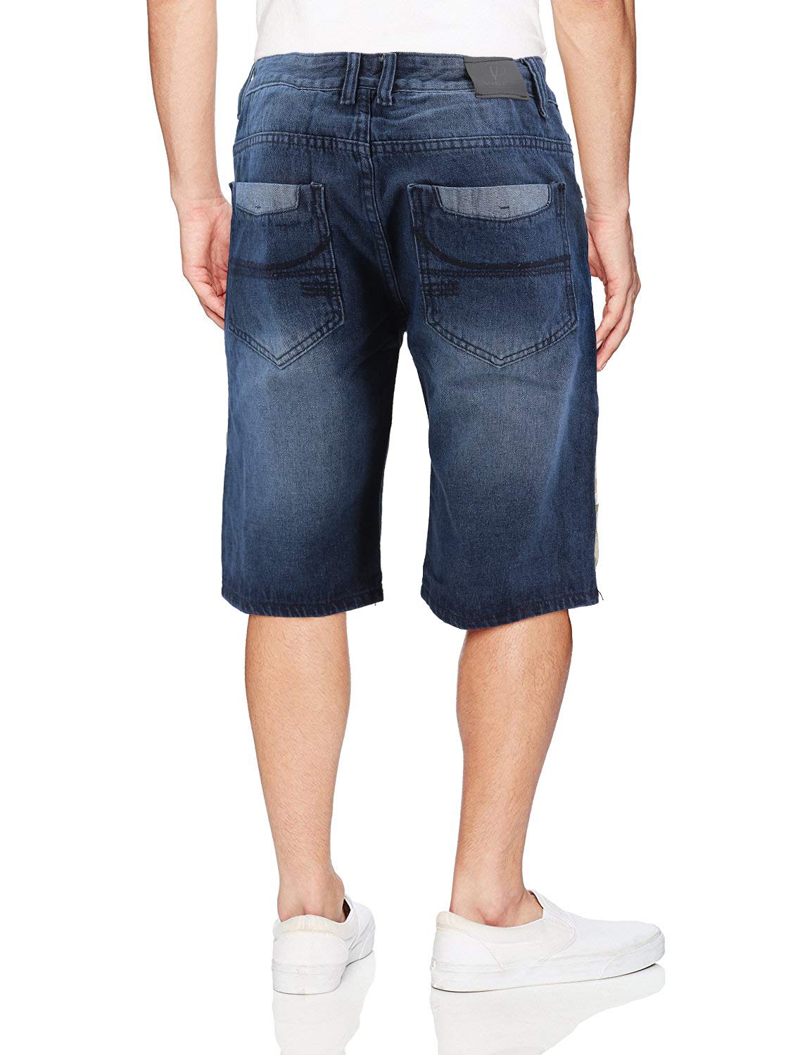 Men's Moto Quilted Distressed Painted Skinny Slim Fit Denim Shorts | Vintage Biker Style Jeans for Casual Wear & Motorcycle Riding