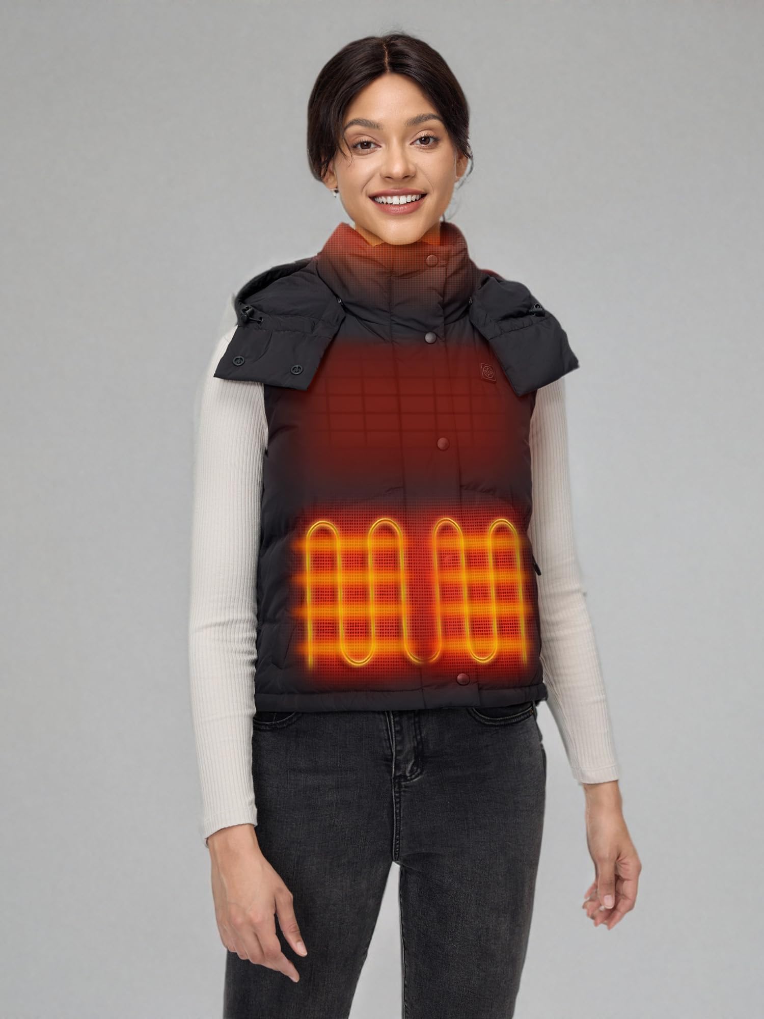ORORO Women's Heated Puffer Vest with Rechargeable Battery - Lightweight Down Cropped Jacket for Winter Warmth | Perfect for Outdoor Activities, Commuting & Cold Weather Fashion