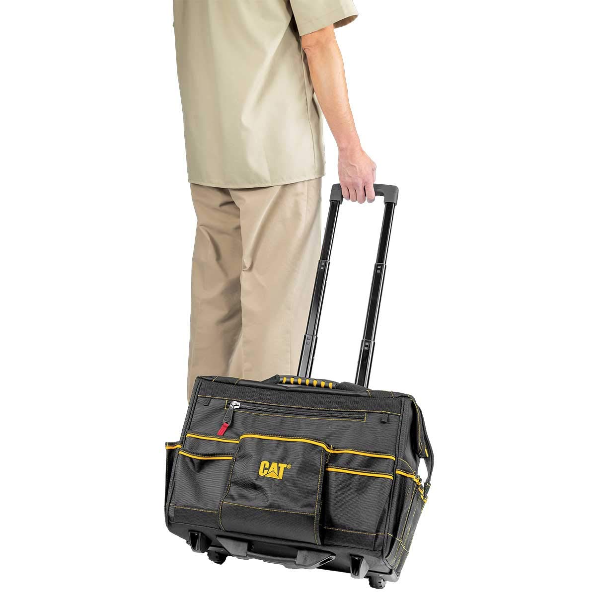 Caterpillar 18-Inch Pro Rolling Tool Bag - Heavy-Duty Workspace Organizer with Wheels for Contractors & DIY Enthusiasts (Model 980198N) - Perfect for Construction Sites, Workshops & Mobile Tool Storage