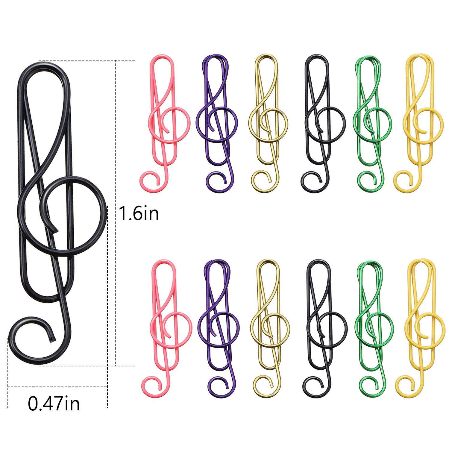 Outus 6-Color Metal Music Note Paper Clips - Treble Clef Bookmark Clips for Office, School & Notebooks | Fun Teacher Gifts & Desk Organizers | Perfect for Music Lovers, Classroom Supplies & Creative Journaling