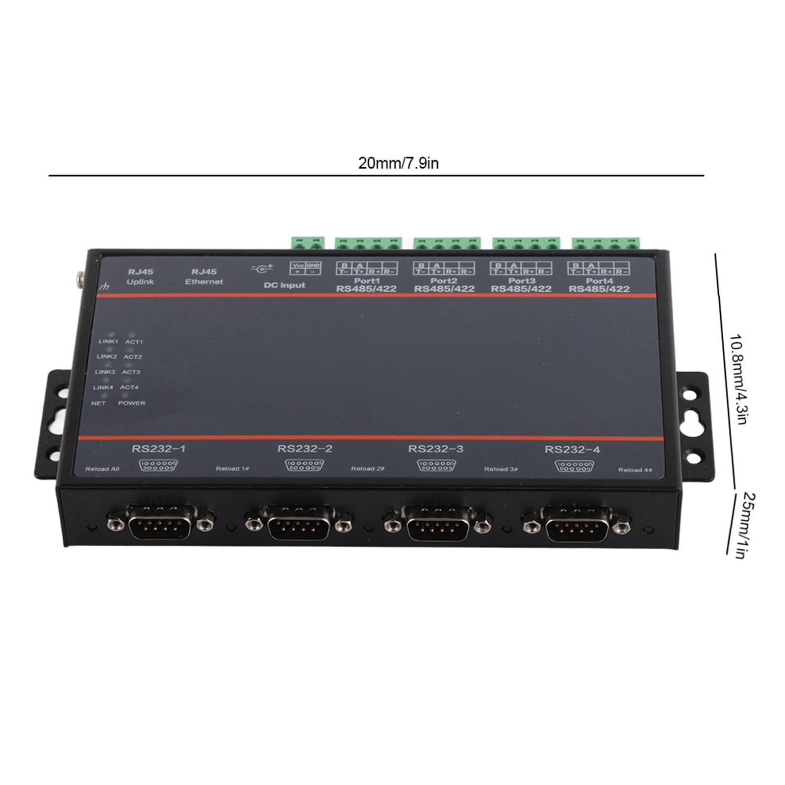 XTevu 4-Port Serial to Ethernet Converter - Industrial RS485/422 to TCP/IP Adapter with 5-36V Power for PLC, CNC, and Factory Automation - Perfect for Remote Device Management and Industrial Control Systems