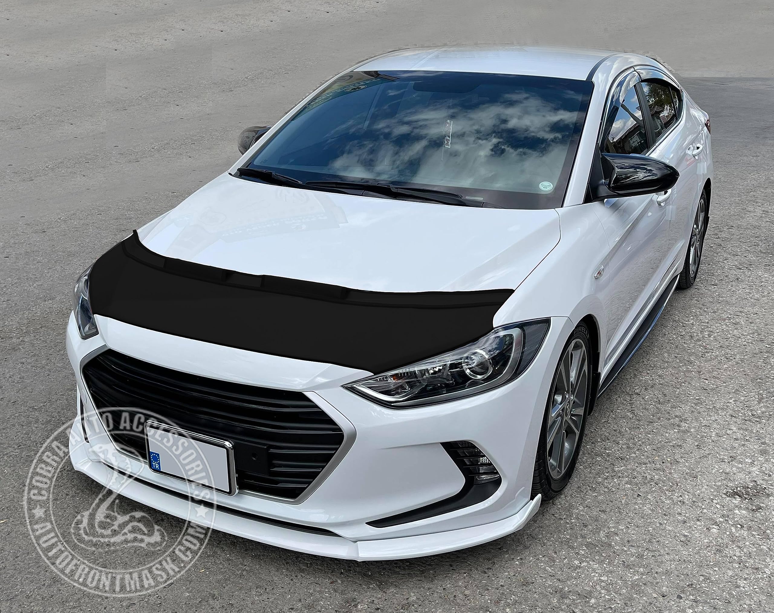 2017-2018 Hyundai Elantra Sedan Car Hood Bra Cover - Protective Bonnet Mask for Dust & Road Debris - Perfect for Road Trips & Daily Commute