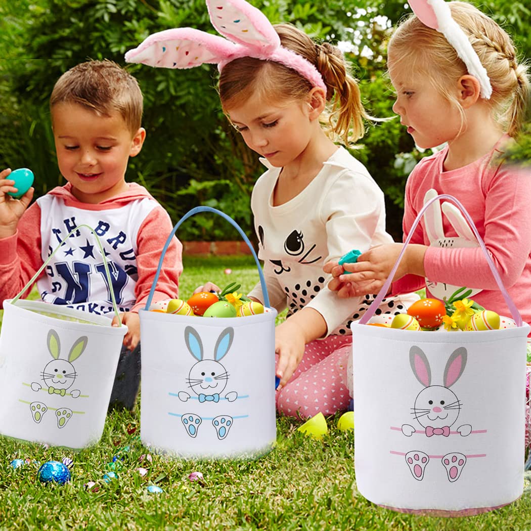 4 Pack Easter Bunny Basket Bags - Cute Rabbit Ear Tote Bags for Easter Egg Hunts, Candy Storage & Gift Giving (Set of 4) - Perfect for Easter Parties, Kids' Egg Hunt Games & Holiday Decorations