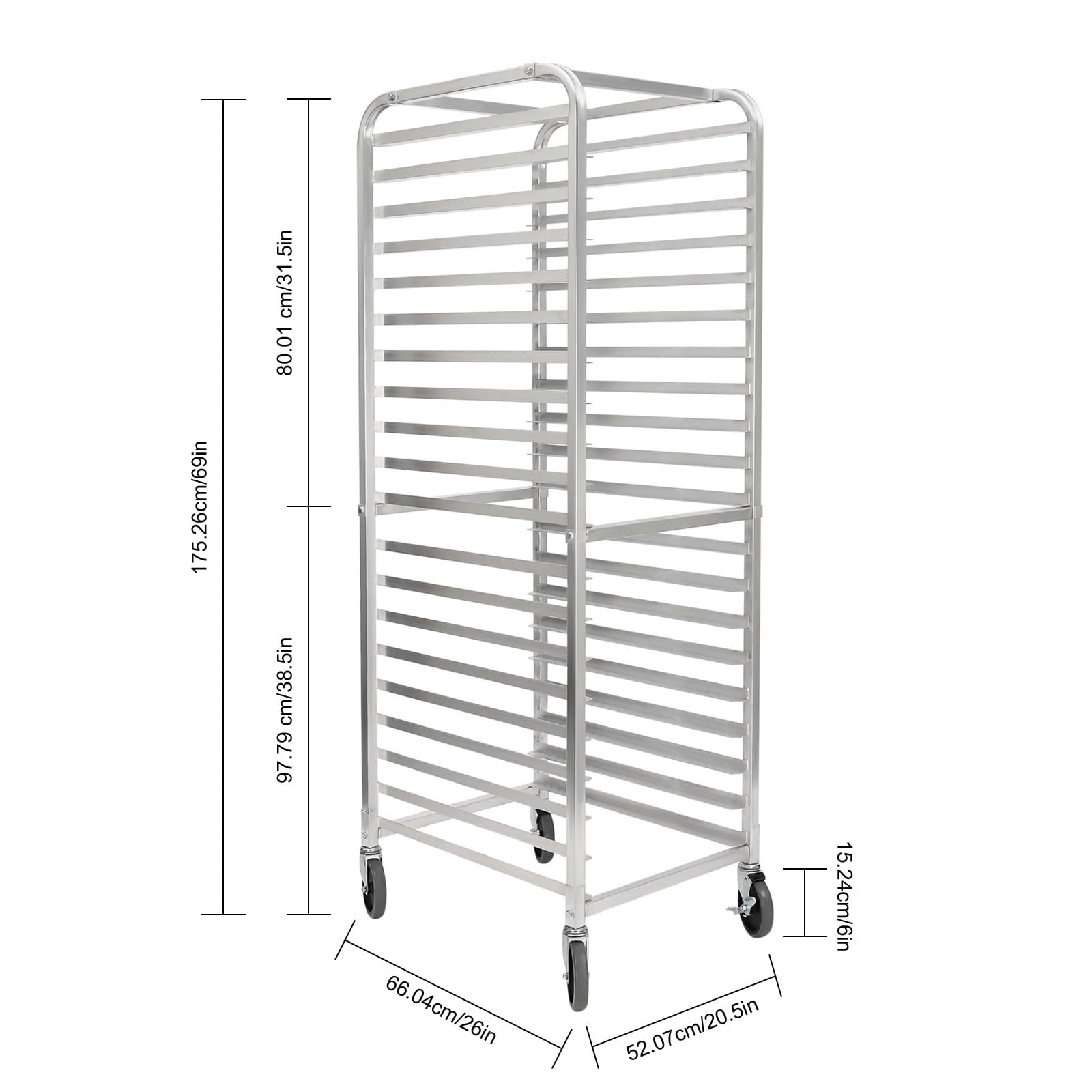 20-Tier Aluminum Mobile Bakery Rack with Lockable Casters - Heavy Duty Sheet Pan & Bun Pan Storage Cooling Rack for Donuts, Bread, Pastry, Cookies, Pizza Dough - Perfect for Commercial Kitchens, Bakeries, Cafes & Food Trucks
