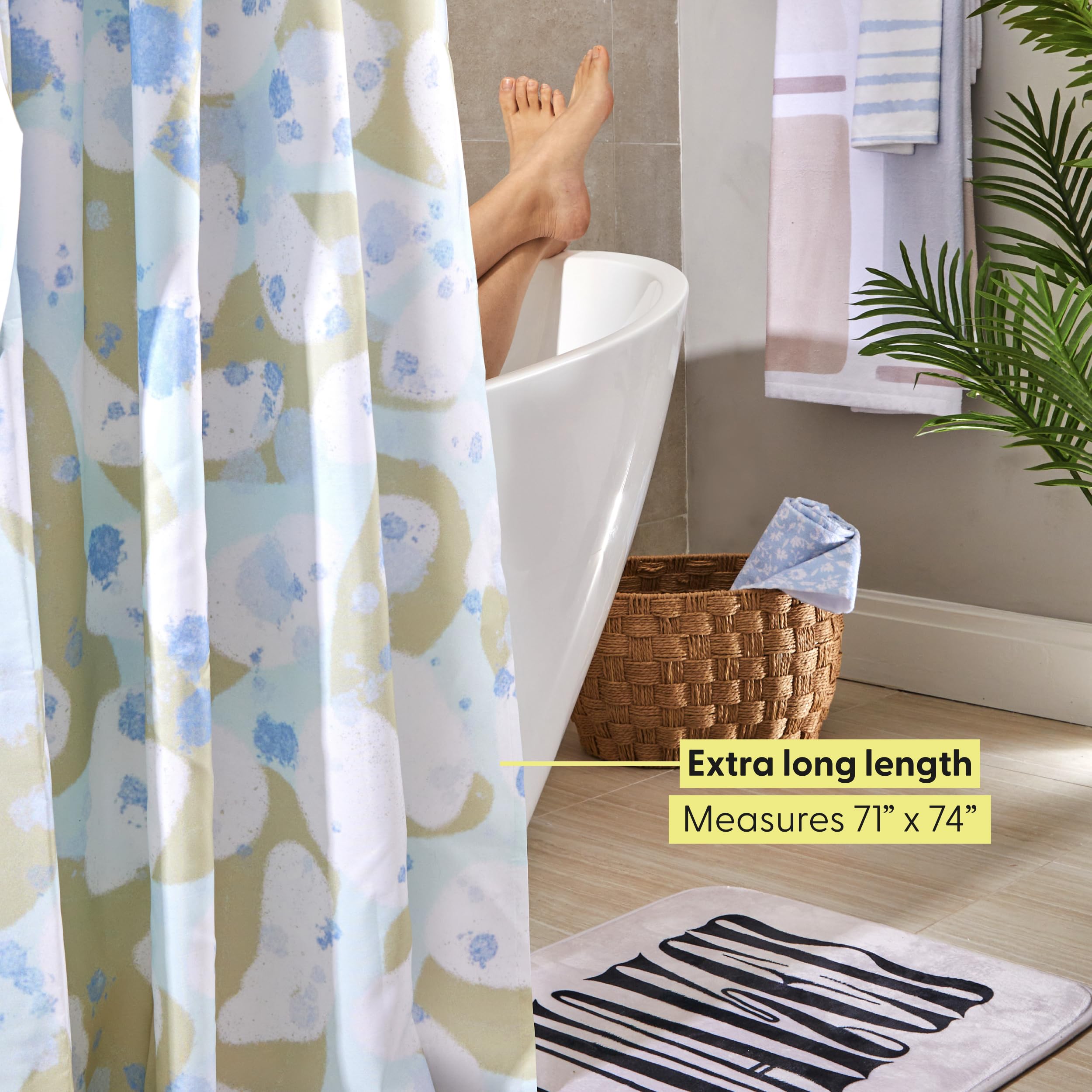Extra Long Fabric Shower Curtain 72x69 Inches - London City Skyline Bathroom Decor by Bri Buckley | Waterproof & Durable for Modern Bathrooms, Guest Baths & Spa Retreats