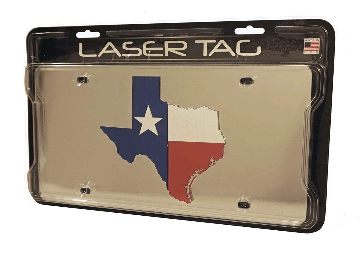 Texas State Flag Laser Cut License Plate - Rico Mirrored Auto Tag for Cars, Trucks & Motorcycles - Durable Metal Decorative Plate for Texas Pride & Road Trips