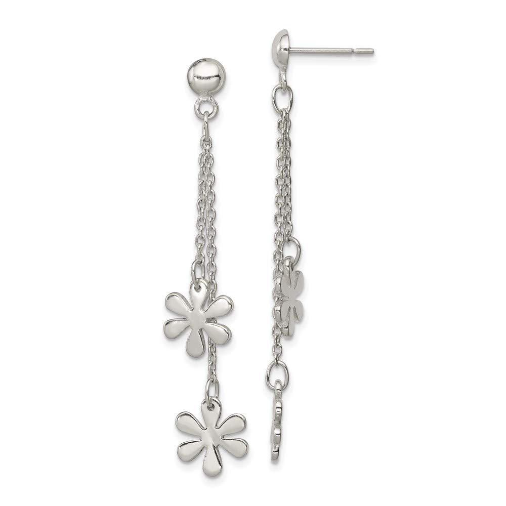 925 Sterling Silver Flower Dangle Post Earrings for Women - Elegant Floral Stud Earrings for Everyday Wear & Special Occasions