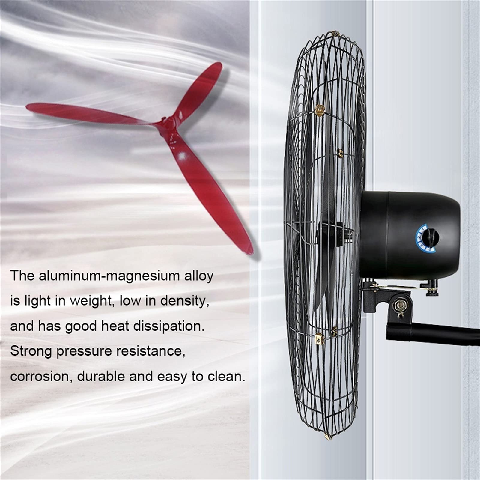 YSJX 68cm Industrial Oscillating Wall Fan - 3 Speed Adjustable Metal Wall Mount Fan for Greenhouse, Supermarket, Factory, Garage & Home Use - Powerful Cooling for Hot Summer Days (Black)
