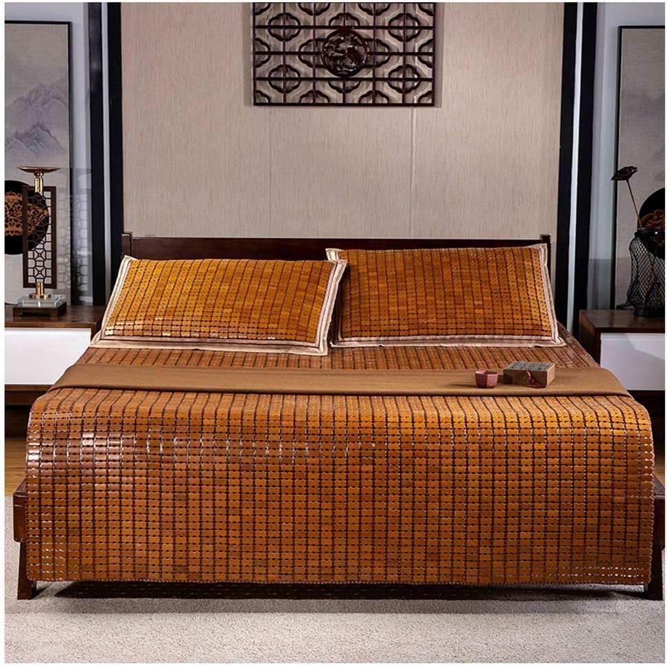 Cooling Bamboo Sleeping Mat - Double-Sided Summer Bed Topper for Air Conditioning, Foldable Mattress Pad for Home, School & Dormitory | Perfect for Hot Sleepers, Guest Beds & Travel Use