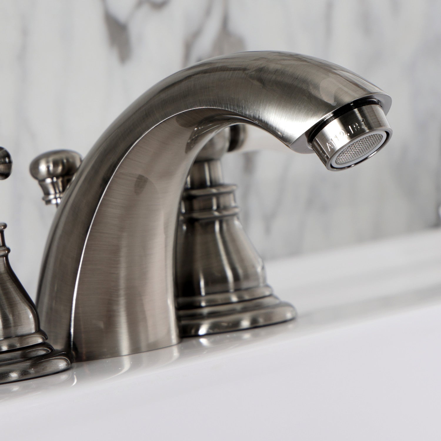 American Patriot KB953APL 3-Hole Deck Mount Mini Widespread Bathroom Faucet - Two Handle Design with Pop-Up Drain - Black Stainless Steel - Perfect for Small Bathroom Sinks and Powder Rooms