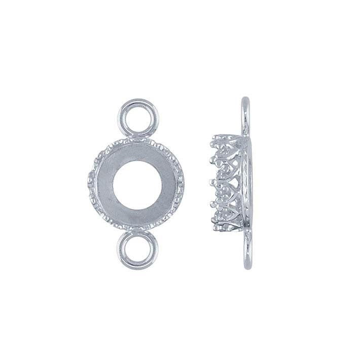 Sterling Silver 10mm Round Gallery Wire Cabochon Link Dangle Mounting for Earrings, Pendants & Rings - DIY Jewelry Making Supplies for Handmade Crafts & Custom Designs