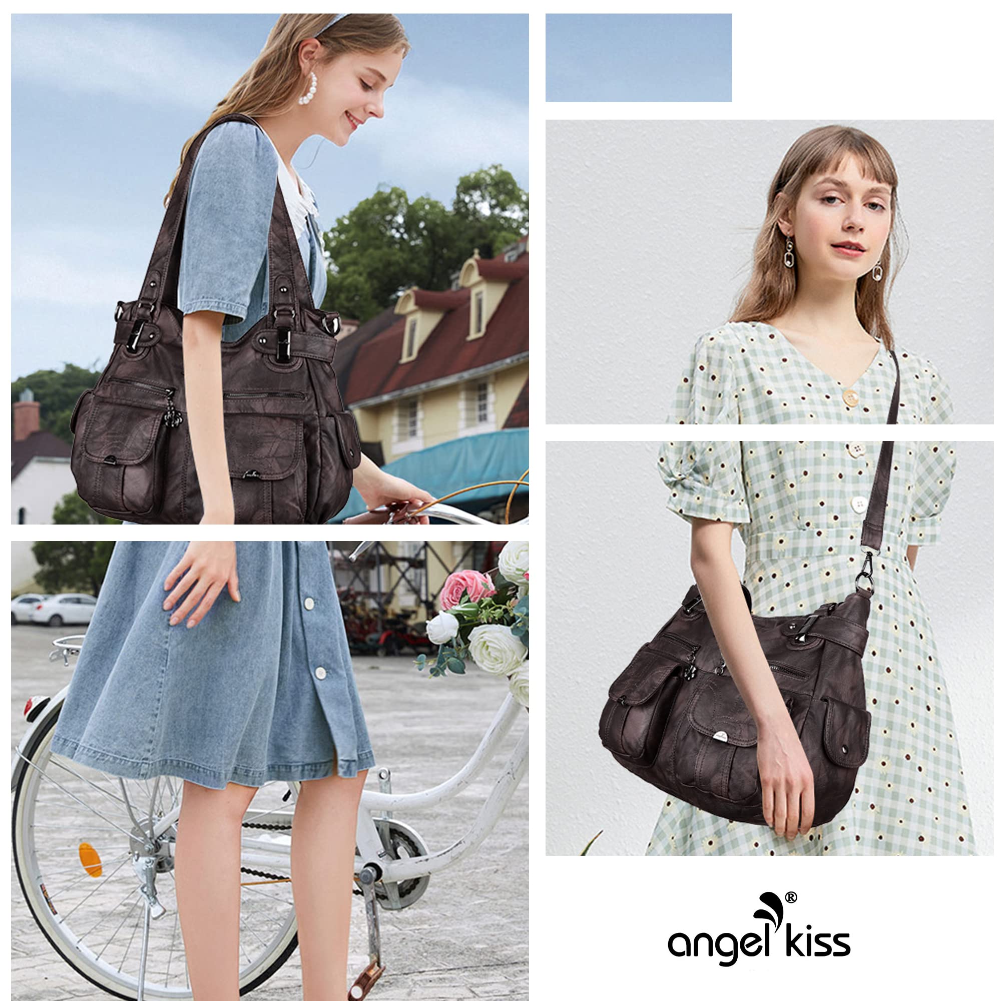 Women's Fashion Washed Leather Handbags - Tote, Shoulder, Top Handle & Satchel Bags for Work, Travel & Everyday Use | Stylish Hobo Purses & Accessories
