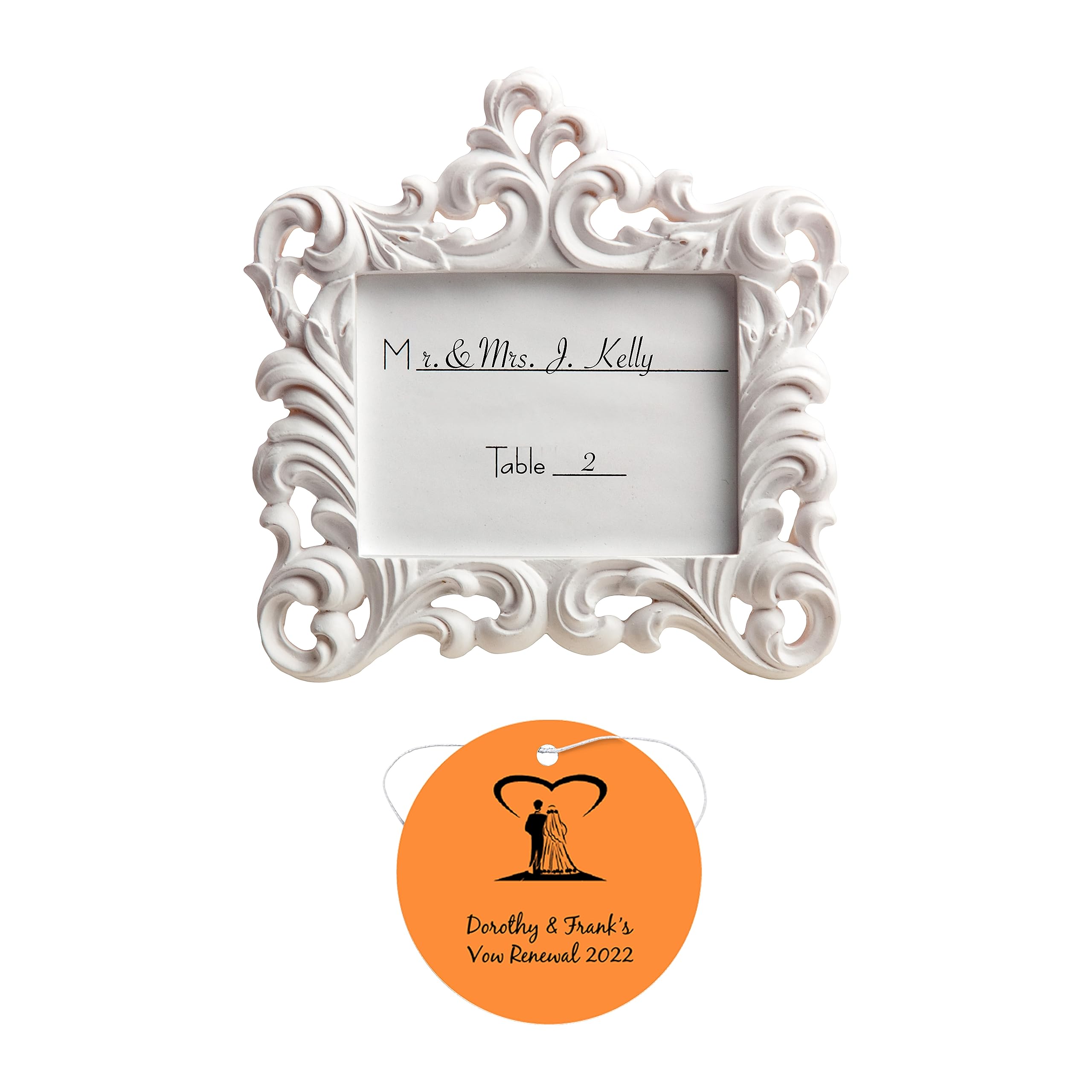 FASHIONCRAFT 6575 Baroque Style Picture Frame Set - Vintage Gold Ornate Photo Frame & Place Card Holder - 50 Pack for Weddings, Home Decor, and Gift Giving