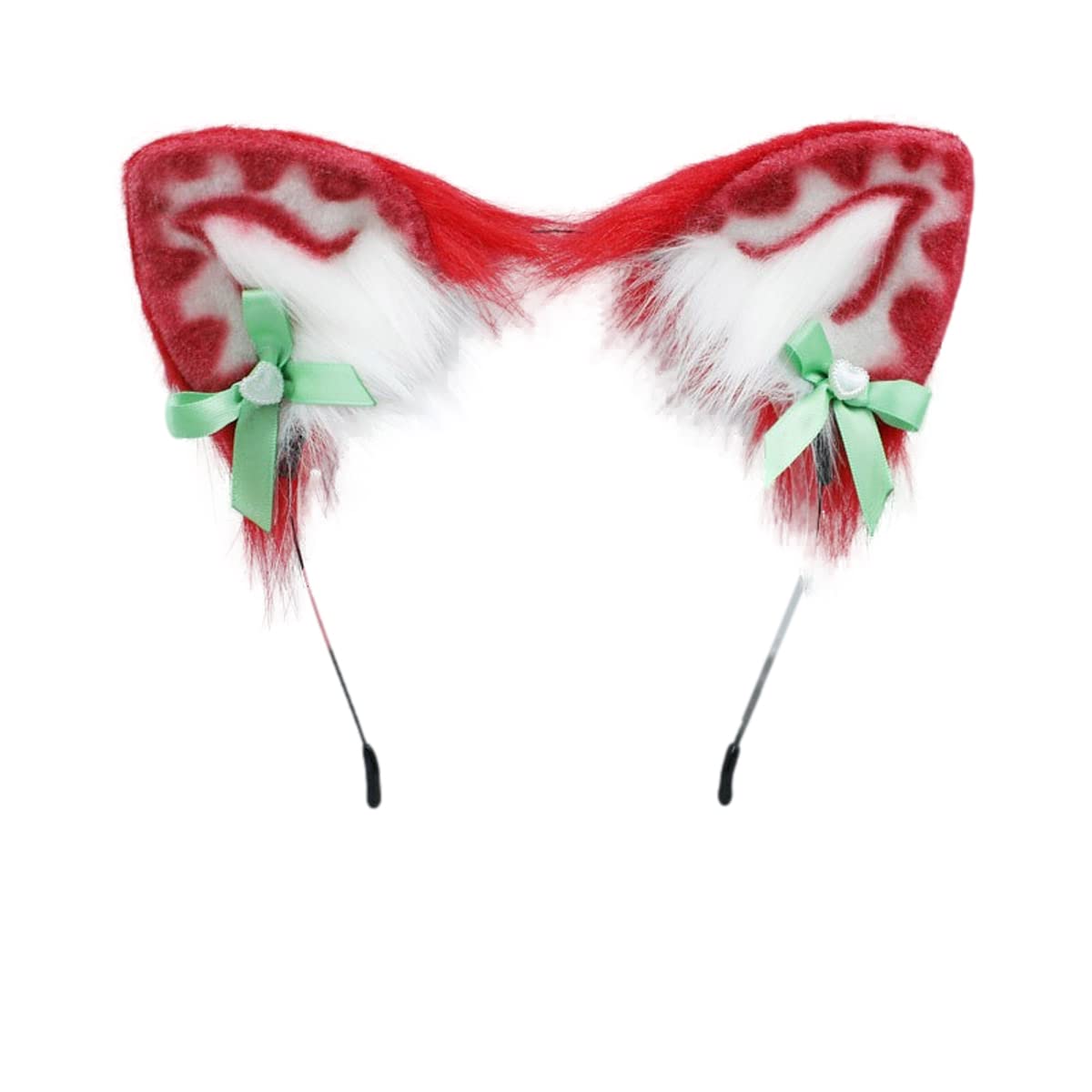 Cute Faux Fur Fox Cat Ears Headband with Bow - Anime Lolita Cosplay Costume Hair Accessories for Halloween, Cosplay, and Costume Parties