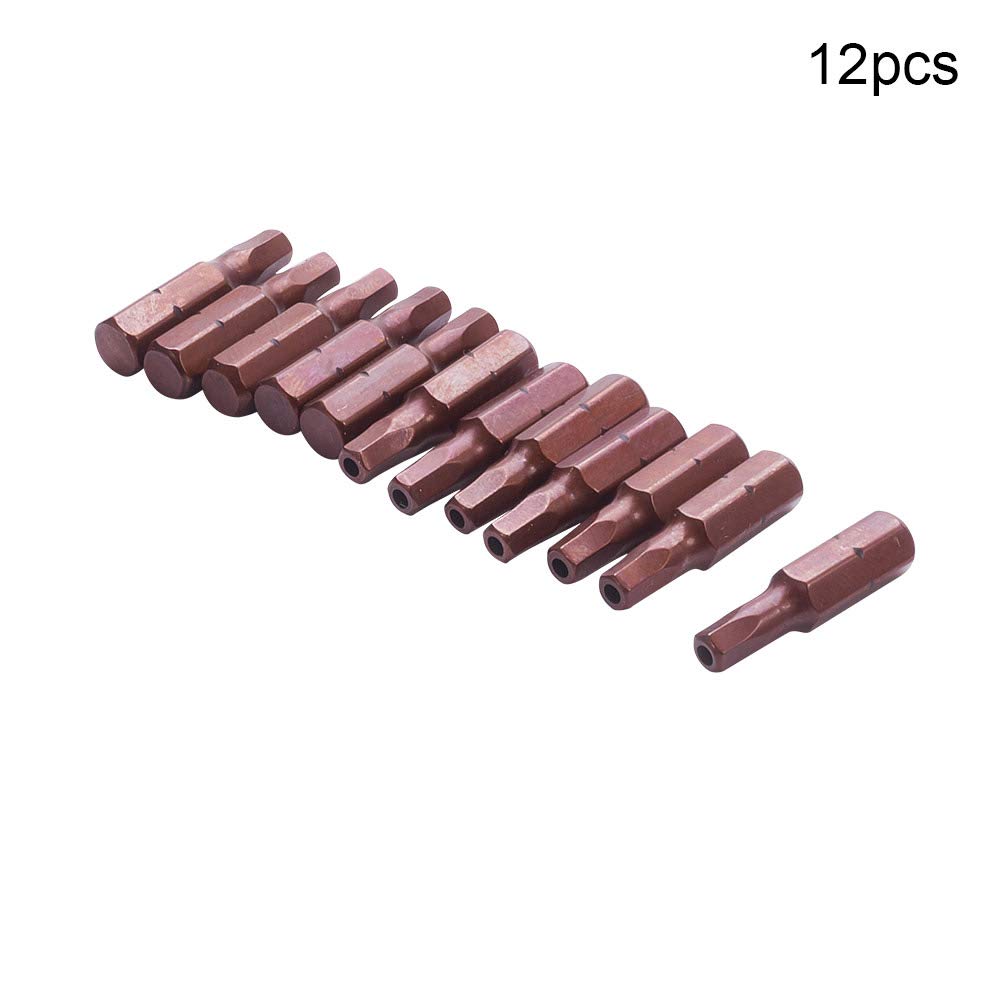 Utoolmart 12Pcs H4 Hex Head Security Screwdriver Bits Set - 1/4 Inch Hex Shank, S2 High Alloy Steel (25mm Length) - Perfect for Automotive, Electronics & Home DIY Repairs