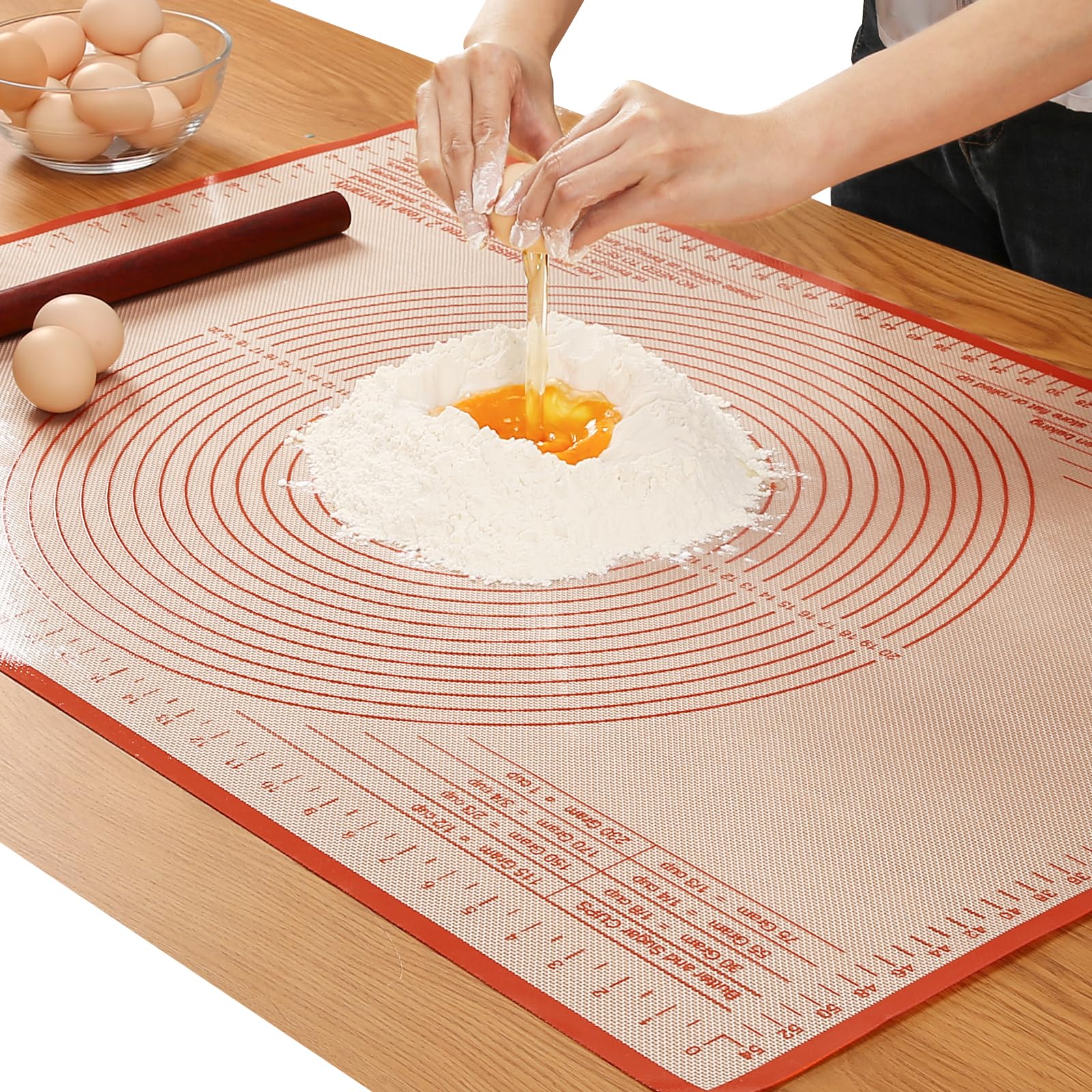 Non-Stick Silicone Baking Mat 36x24 Inch - Dough Rolling Mat, Pastry Board, Kneading Surface for Pie Crust, Fondant, Pasta & Pizza - Perfect for Home Bakers & Professional Kitchens