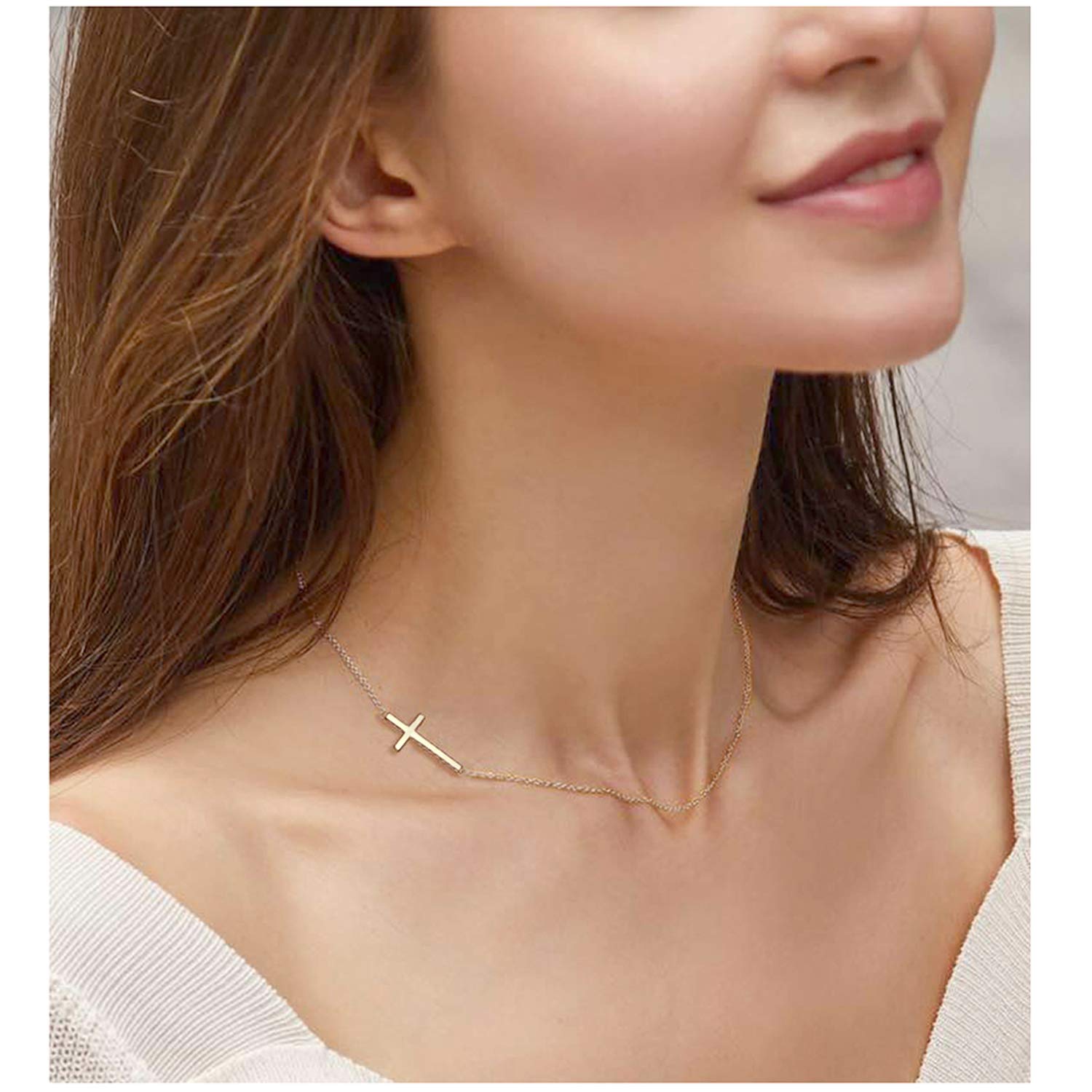 Elegant Small Cross Pendant Necklace for Women - Dainty Minimalist Gold/Silver Religious Jewelry - Perfect Mother's Day, Birthday Gift for Her - Ideal for Church, Weddings & Everyday Wear