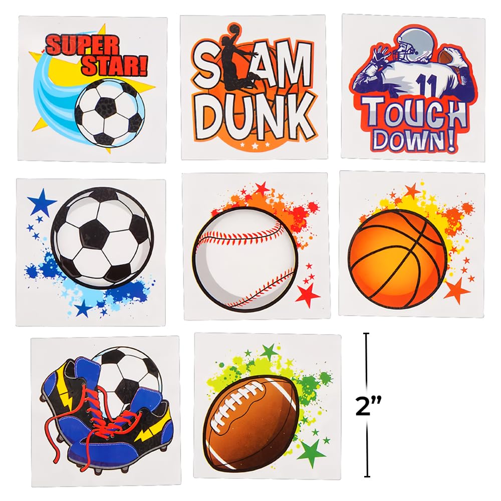 144 Assorted Sports Temporary Tattoos - Bulk Pack for Kids & Adults - Perfect for Game Days, Parties & Team Events