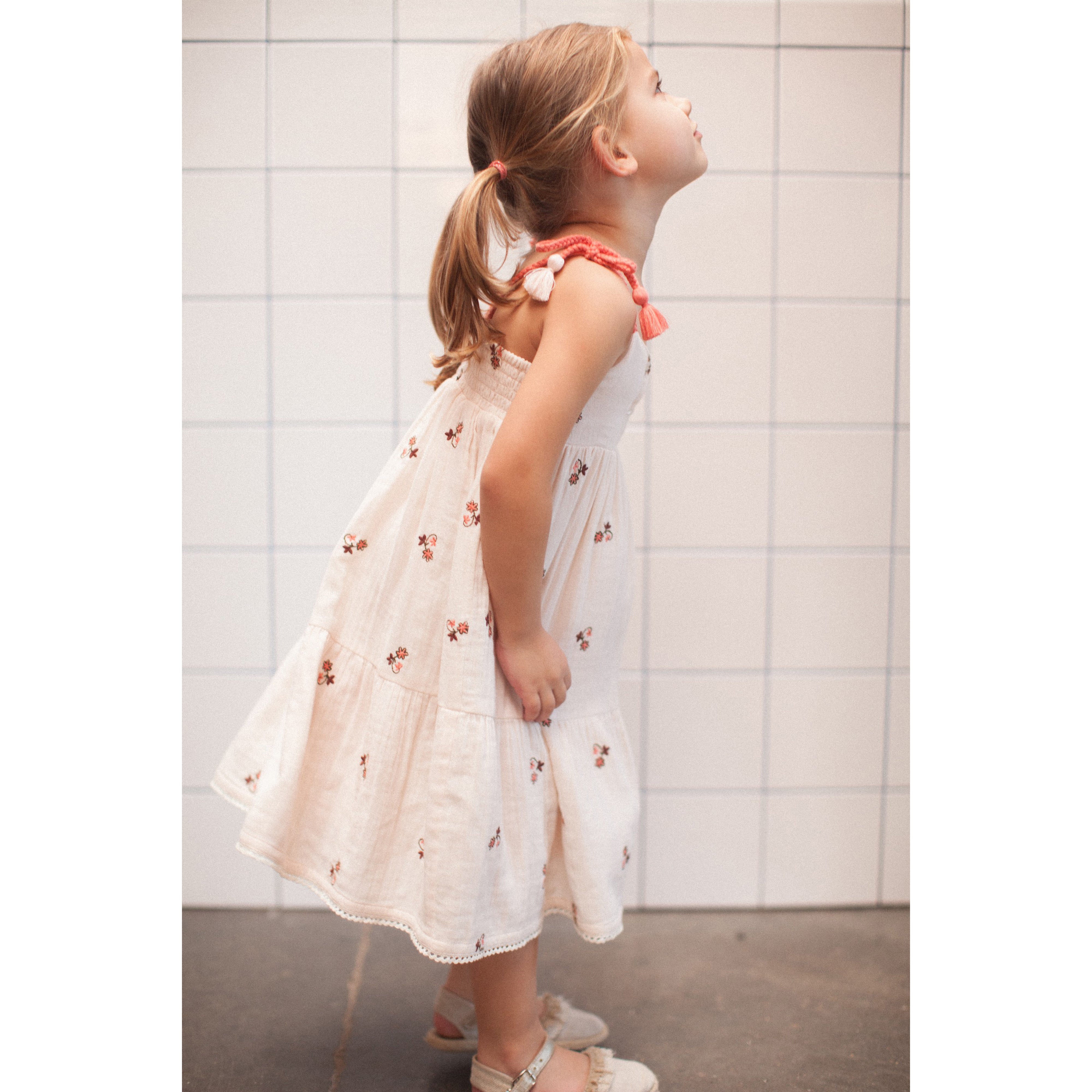 Bonheur du Jour Paris Girl Dress Pink - Elegant Floral Summer Dress for Girls | Perfect for Parties, Weddings & Special Occasions