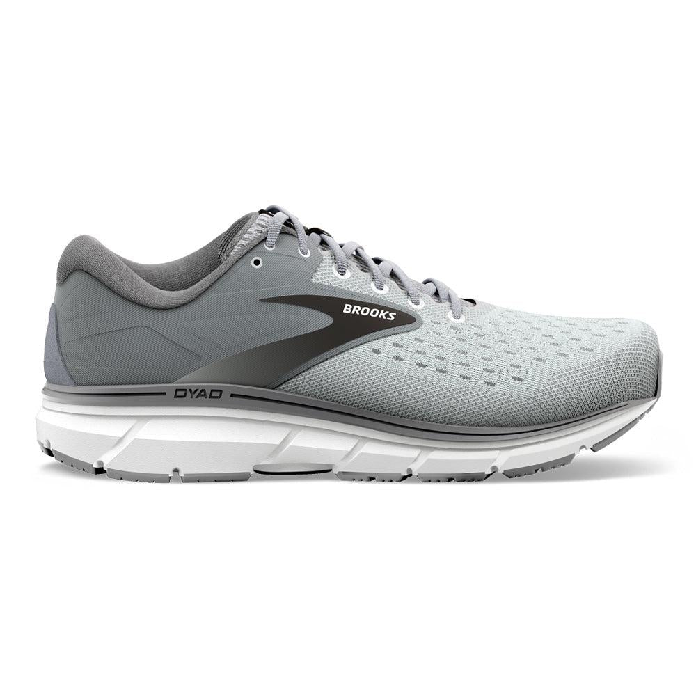 Brooks Dyad 11 Men's Running Shoes - Grey/Black/White - Size 14 2E Wide - Cushioned Support for Flat Feet & Overpronation - Perfect for Jogging, Walking & Gym Workouts