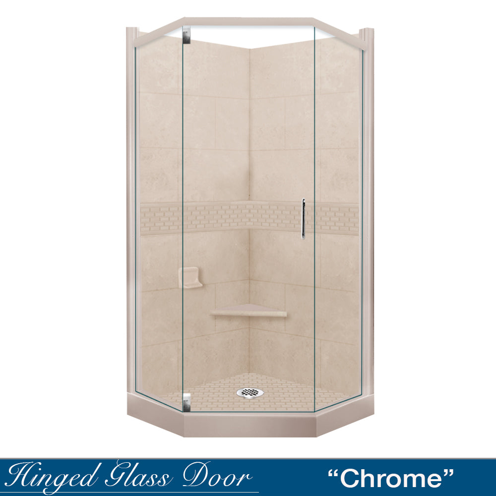 Neo Angle Brown Sugar Sistine Stone & Classic Stone Accent DIY Shower Remodel Kit - Easy Bathroom Upgrade for Modern Home Renovation