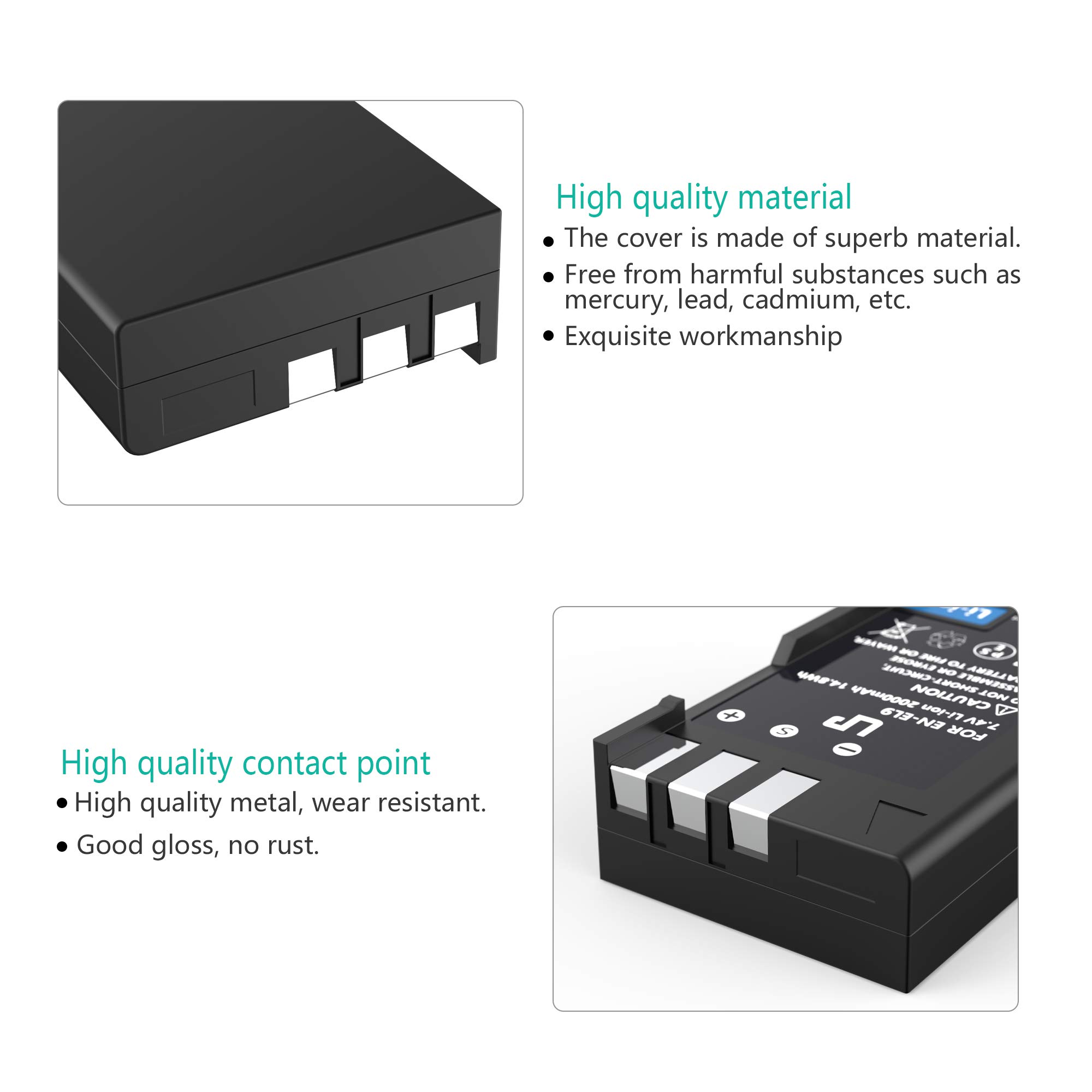 LP EN-EL9/EN-EL9a Replacement Battery 2000mAh - Compatible with Nikon D40/D40X/D60/D3000/D5000 Digital Cameras & MH-23 Charger - High Capacity Camera Battery for Travel Photography & Professional Shooting
