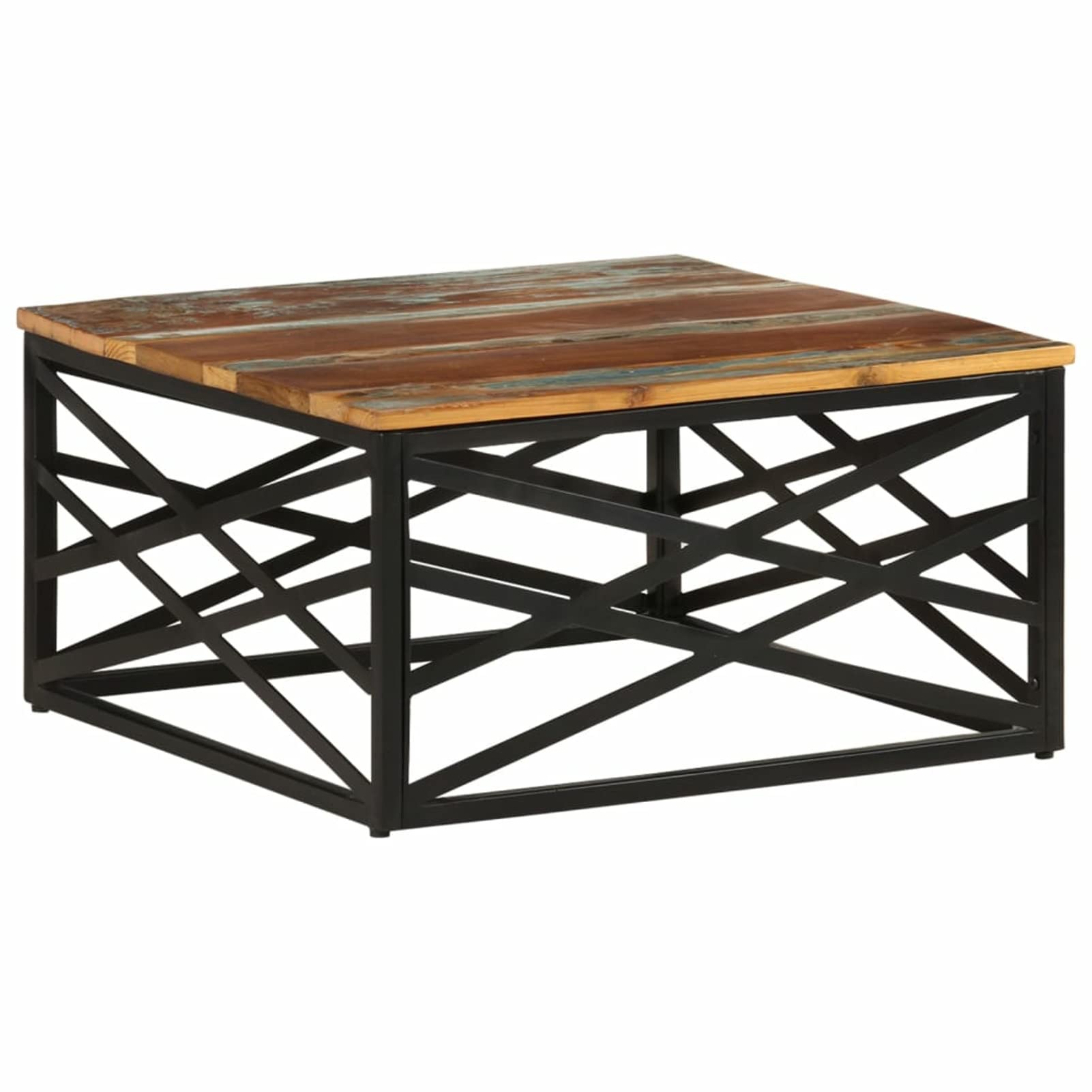 Industrial Coffee Table 26.8x26.8x13.8 Inch - Solid Reclaimed Wood Side Table for Living Room, Rustic Home Decor - Perfect for Lounge, Office & Small Space Furniture