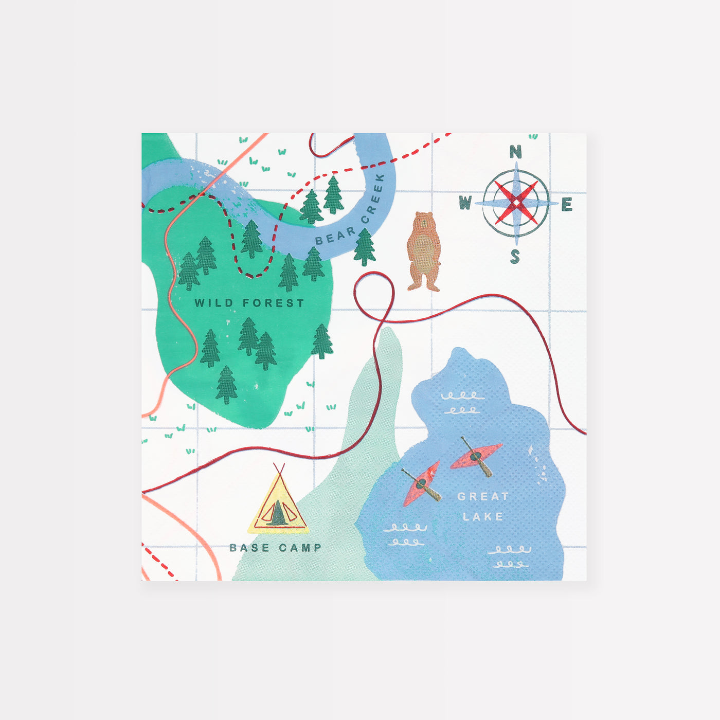 Premium Large Camping Adventure Map Napkins - Durable & Absorbent for Outdoor Picnics, Hiking, and Backpacking Trips
