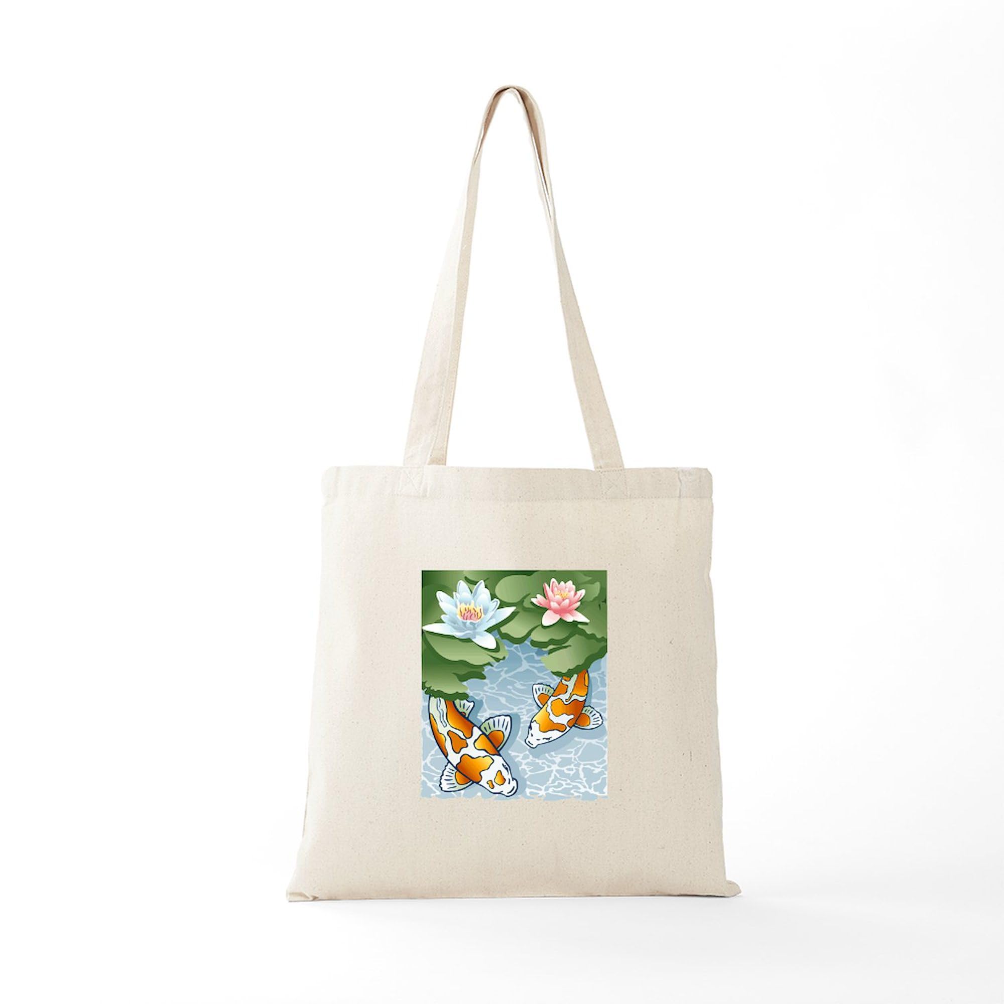 KOI POND Tote Bag - Natural Canvas Reusable Shopping Bag for Women & Men - Eco-Friendly Grocery Tote for Beach, Market & Daily Use