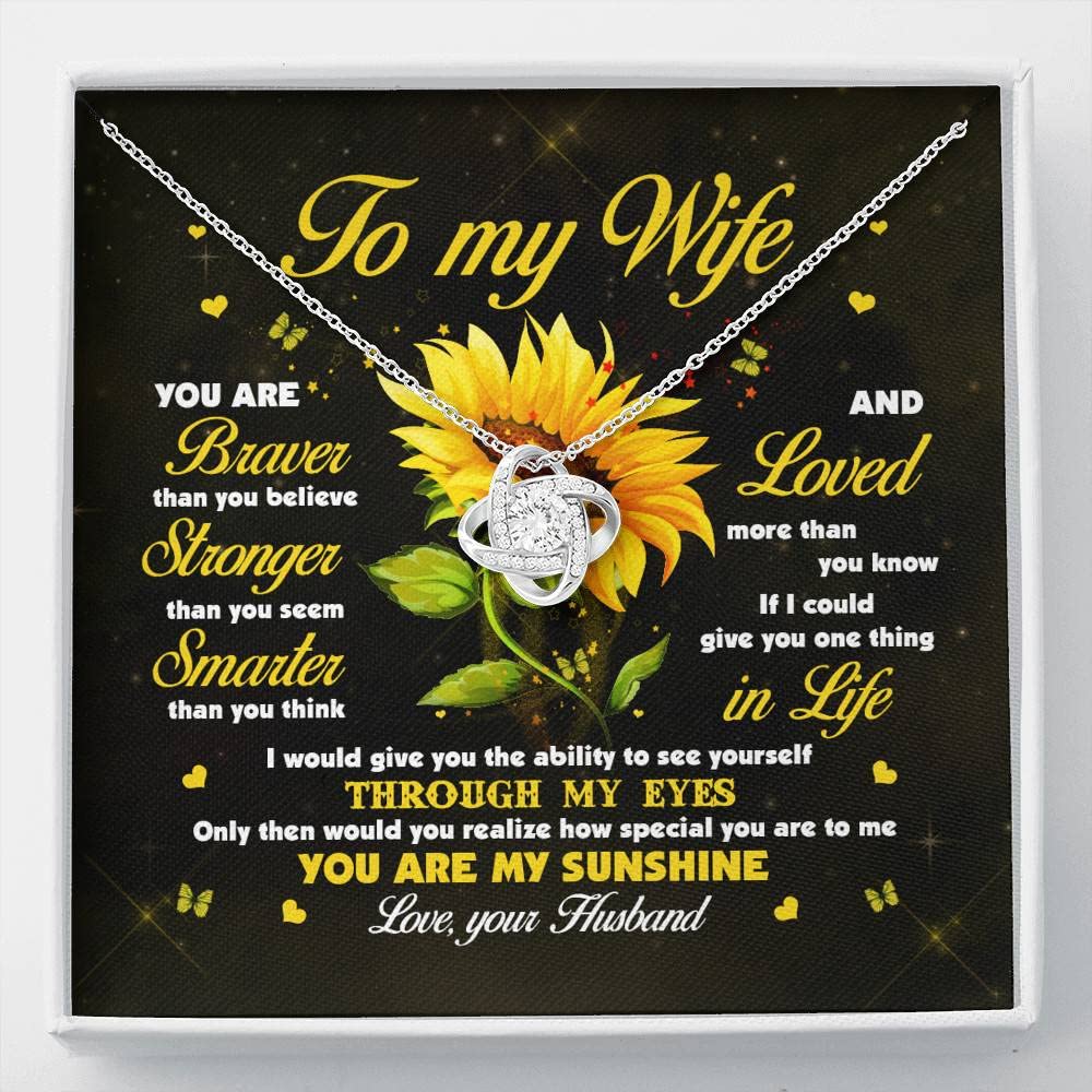 Brave Sunflower Love Knot Necklace - Wife Gift for Anniversary & Special Occasions