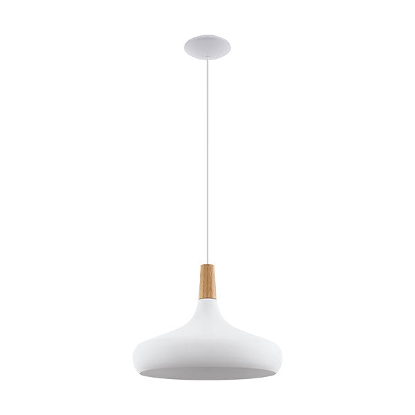 Eglo Sabinar ES 40cm White Modern Pendant Light - Perfect for Kitchen Island, Dining Room, and Living Room Lighting