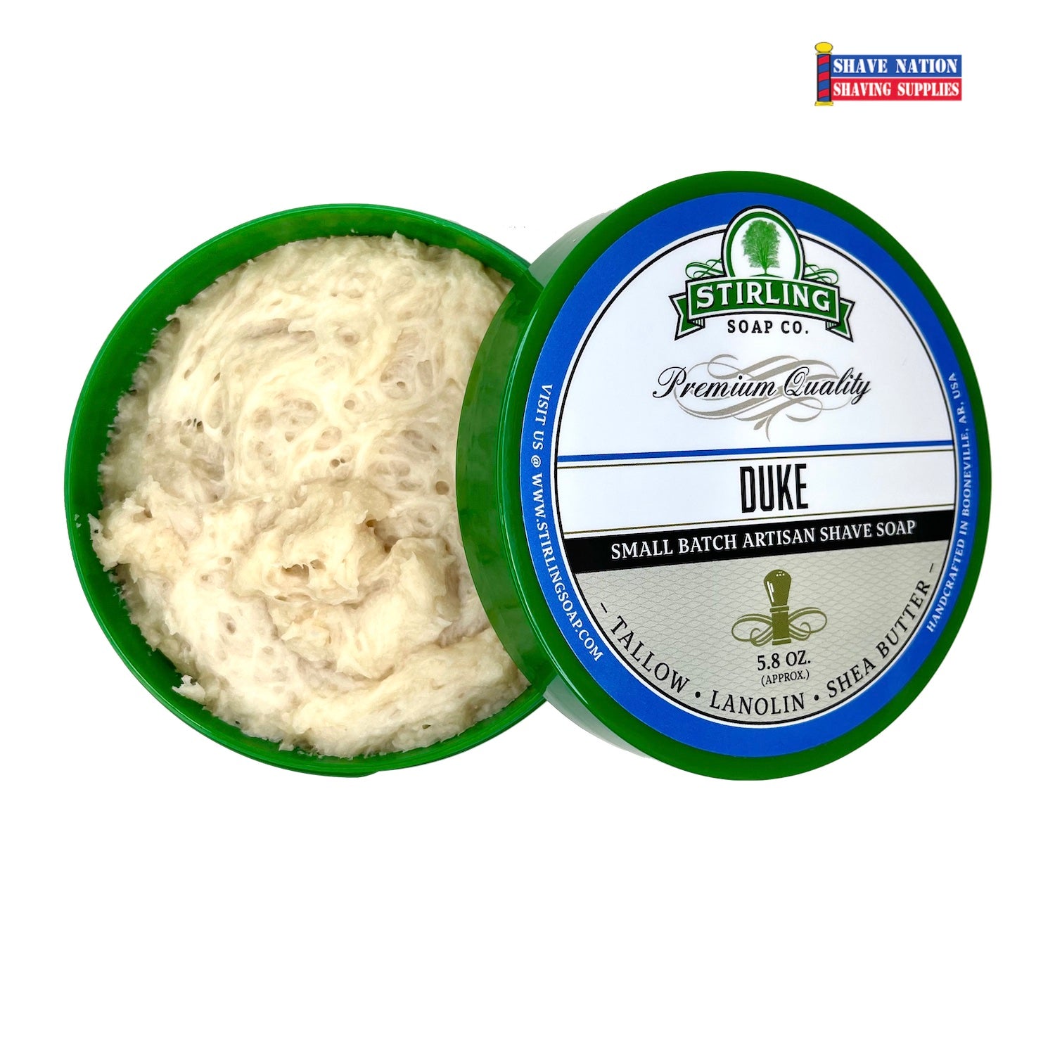 Premium Stirling Shaving Soap for Men - All-Natural Glycerin Shaving Soap Bar with Shea Butter & Essential Oils - Smooth, Close Shave for Sensitive Skin - Perfect for Wet Shaving, Travel & Grooming Kits