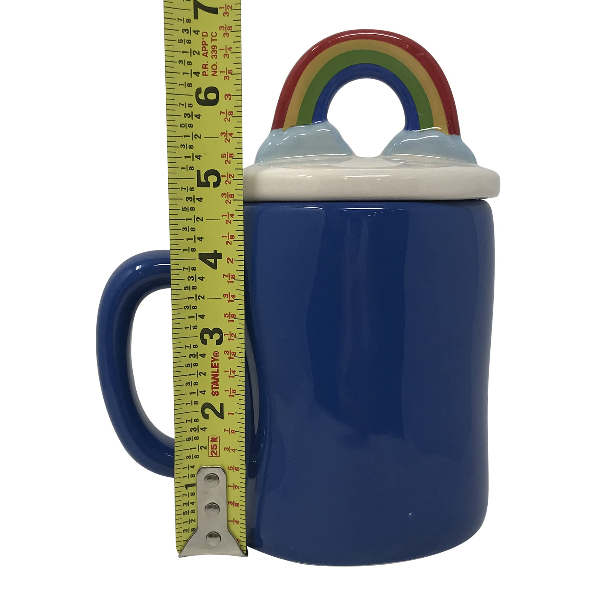 Rae Dunn Coffee Mugs with Decorative Ceramic Lids - Love is Blind & Blue Rainbow Design - Perfect for Home, Office, and Gift Giving