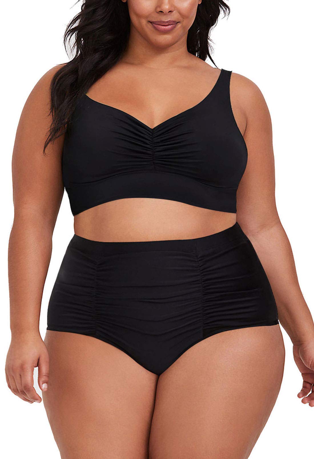 Plus Size High Waisted Bikini Set - Tummy Control Swimwear for Women, Beach & Pool