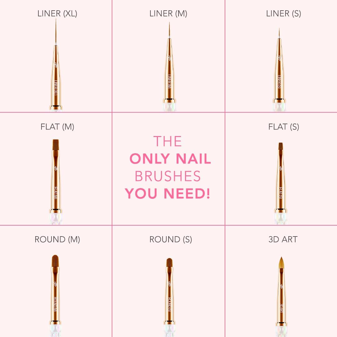 Kiara Sky Professional Gel Nail Art Brush Set - Long Lasting Nail Cleaner Tools for Women - Perfect for DIY Manicures, Salon Nail Art & Home Gel Polish Application (Clear Brush Collection)