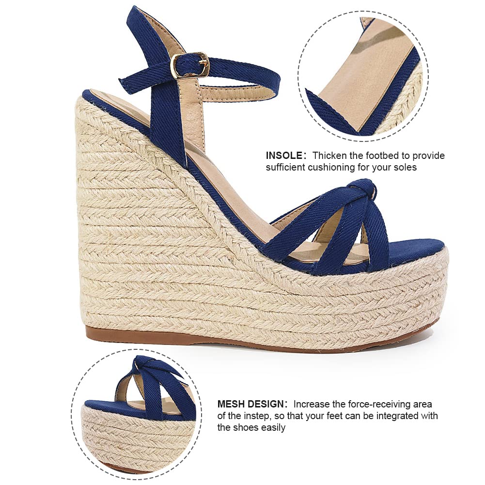 Mikarka Women's Platform Ankle Strap Sandals - Open Toe Espadrille Wedge Summer Shoes for Casual Wear, Beach, Vacation & Outdoor Activities