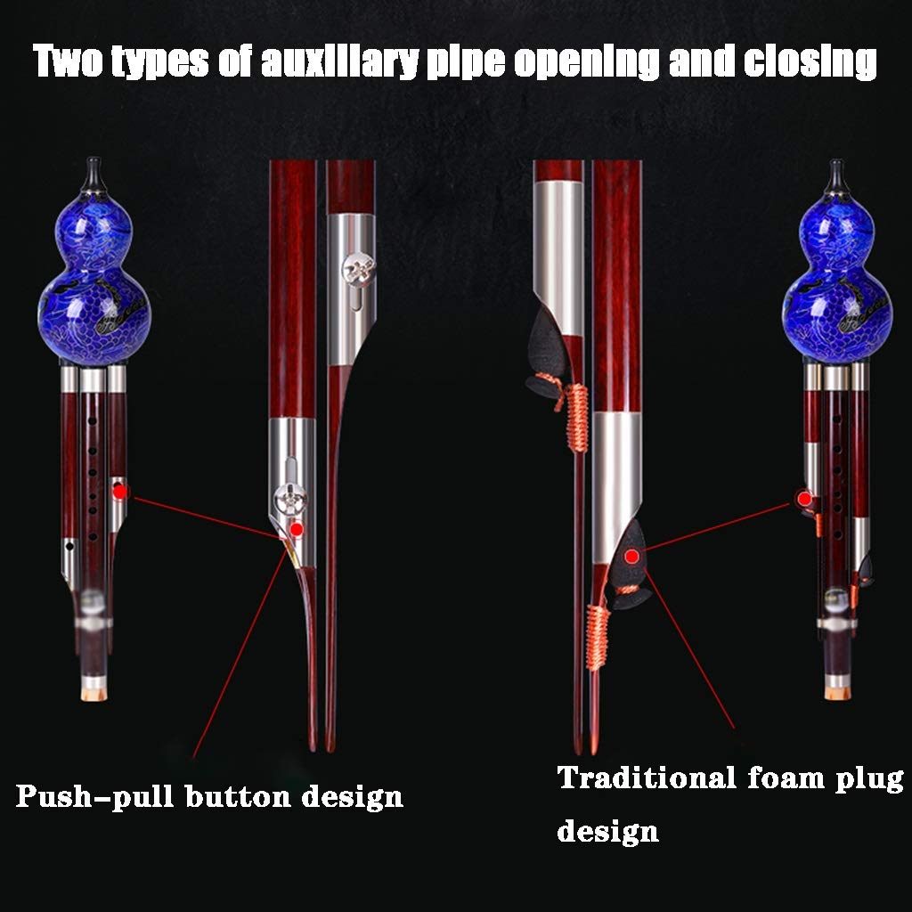 Traditional Chinese Cloisonne Gourd Flute (Hulusi) - Handcrafted Blue G-Key Instrument for Beginners & Professionals | Perfect Gift for Music Lovers | Ideal for Meditation, Cultural Performances & Music Therapy