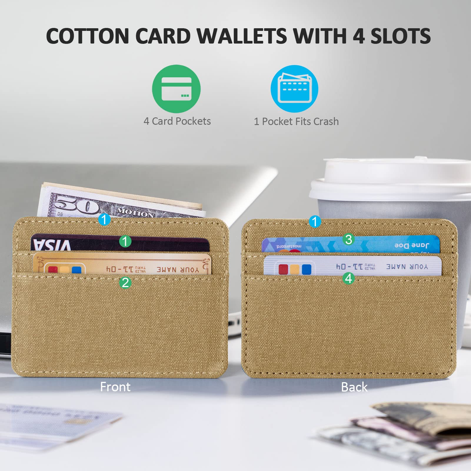 Qbool Slim RFID Blocking Front Pocket Wallet for Men - Minimalist Leather Credit Card Holder with Cash Slot (Z-Khaki) | Perfect for Travel, Business & Everyday Use