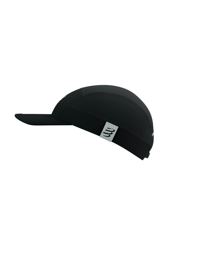 Compressport Unisex 5-Panel Lightweight Running Cap - Black | Breathable & Adjustable for Men & Women | Perfect for Jogging, Hiking & Outdoor Sports