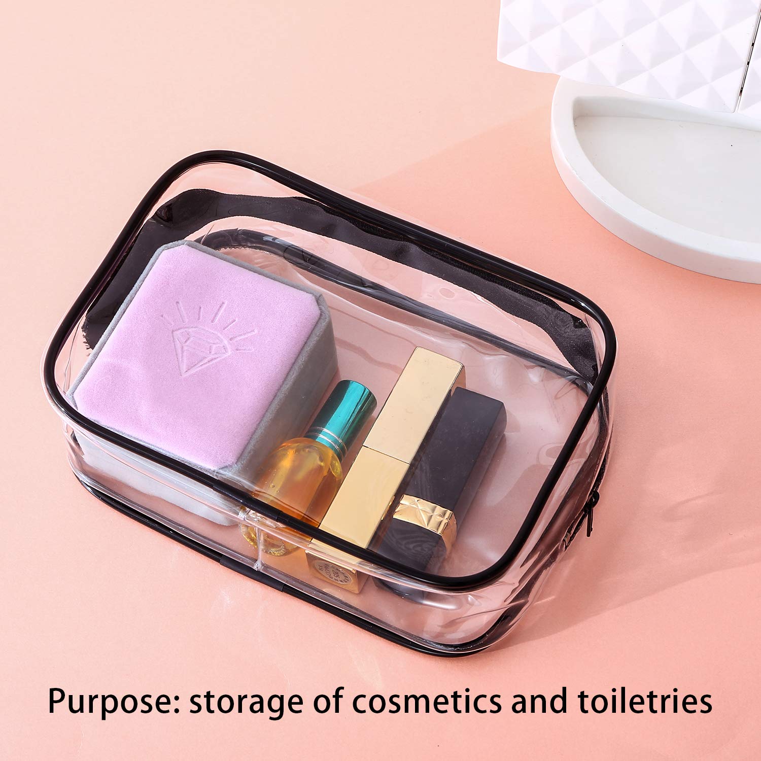 5PCS Clear PVC Cosmetic Makeup Bags with Zipper - TSA Approved Travel Toiletry Organizer for Airport Security (18cm x 12cm) - Perfect for Carry-on Liquids, Bathroom Storage & Travel Essentials