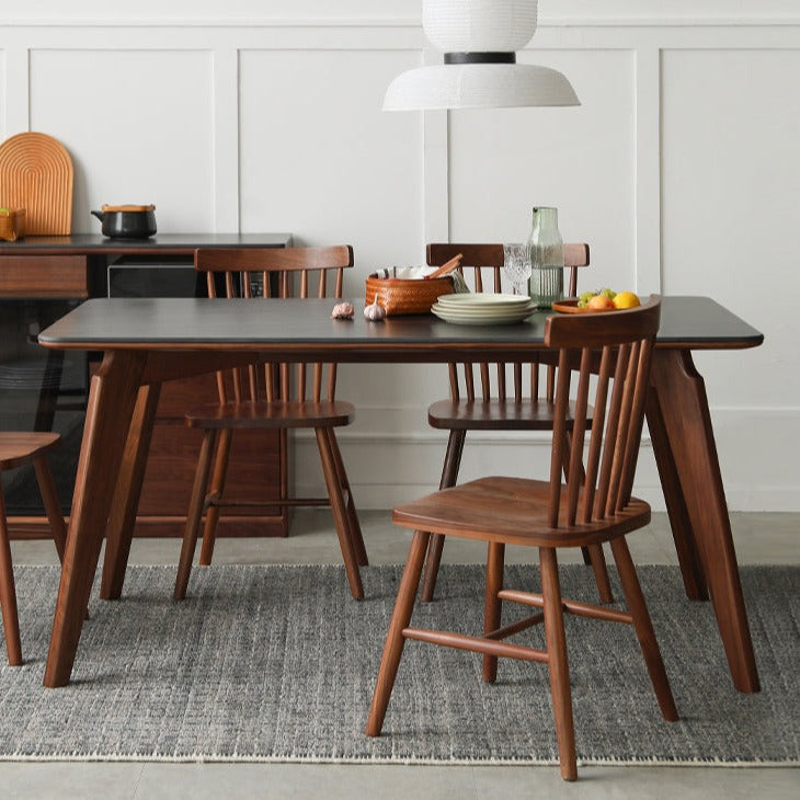 Premium Black Walnut Solid Wood Dining Table - Handcrafted North American Hardwood, Rustic Farmhouse Style for Dining Room & Kitchen Decor