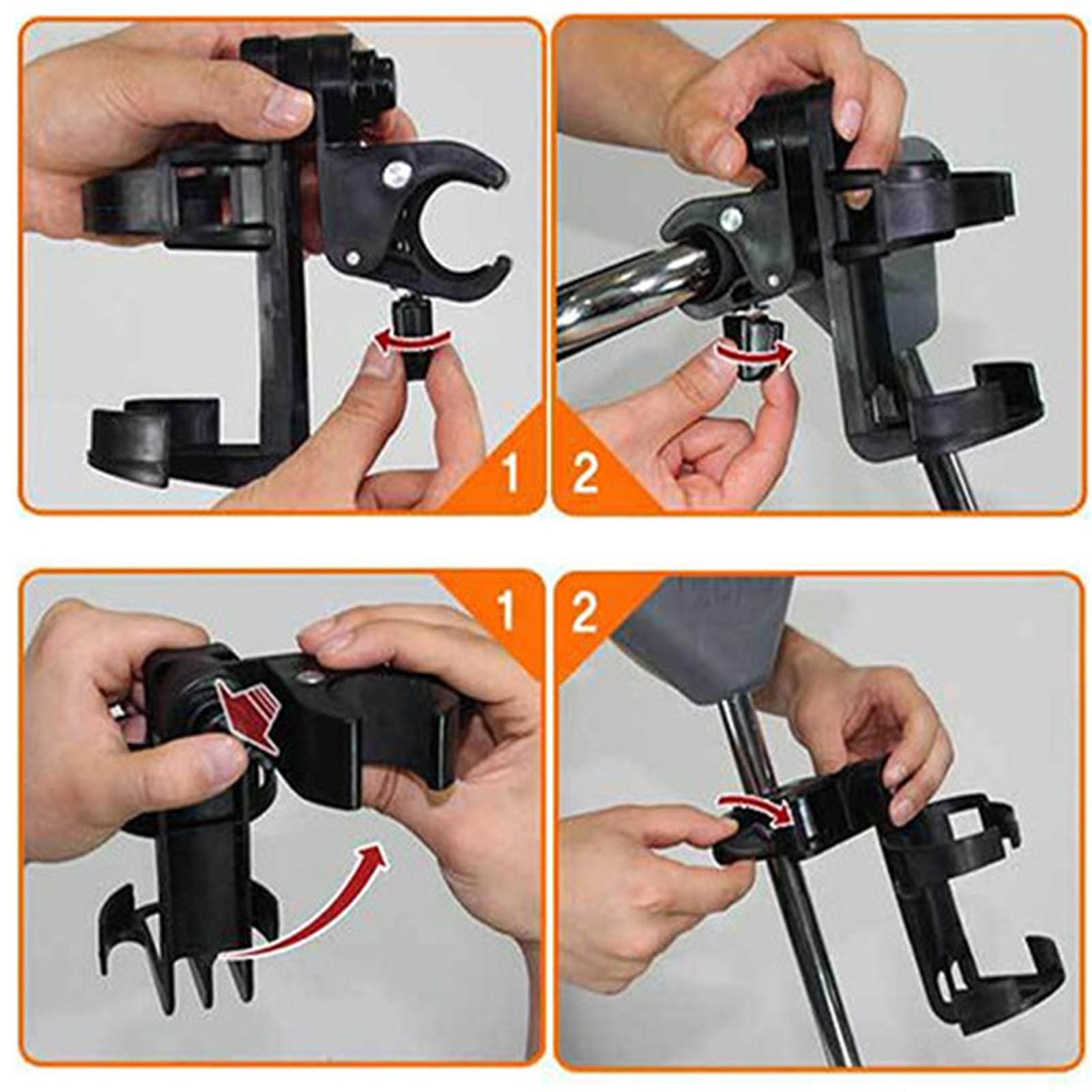 Stroller Cup Holder - Handlebar Drink Bottle Rack for Prams, Wheelchairs & Golf Carts | Outdoor Use