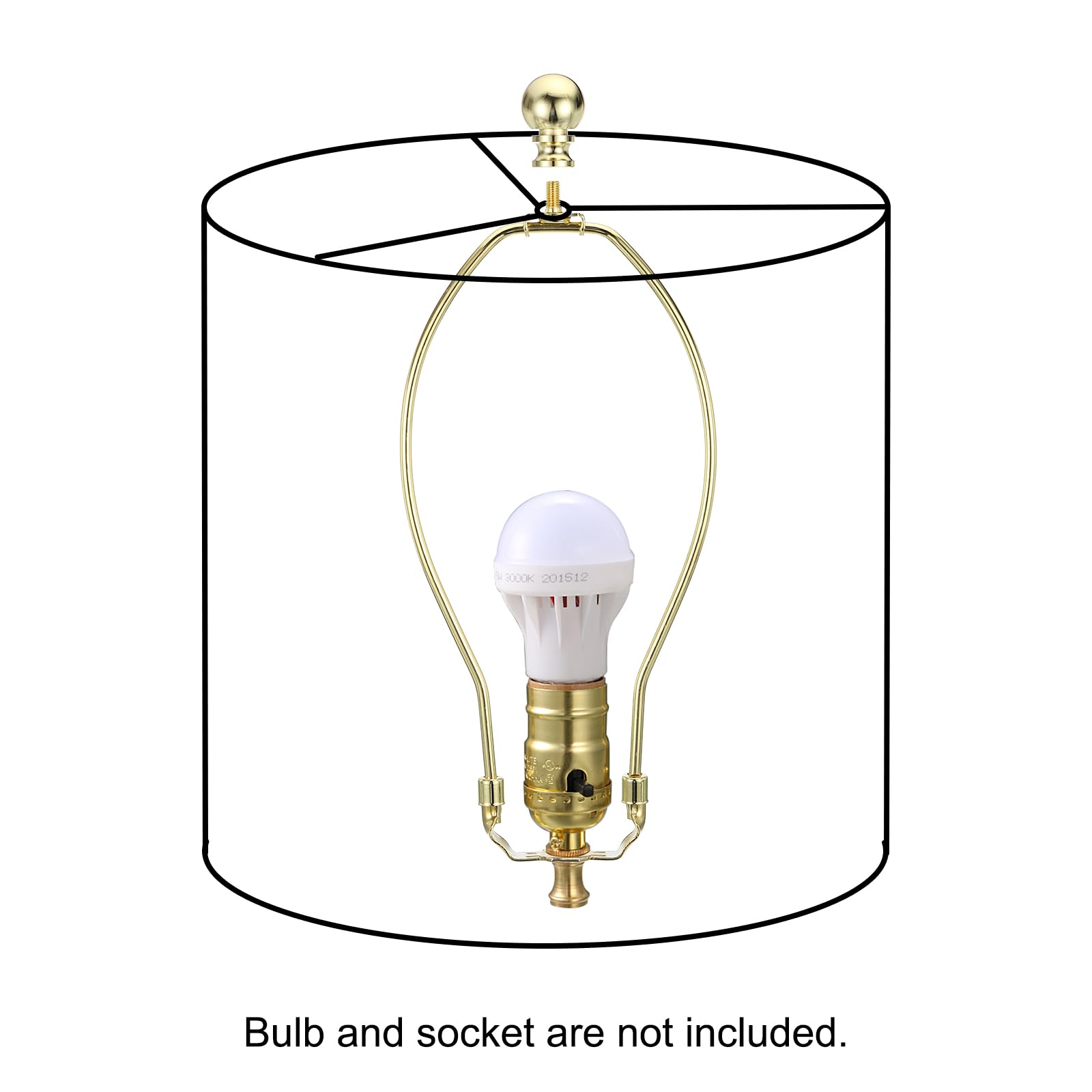 PATIKIL 6 Inch Gold Lamp Harp Kit with Finial - Detachable Shade Bracket Holder for DIY Table & Floor Lamps - Perfect for Home Office Decor and Lighting Projects