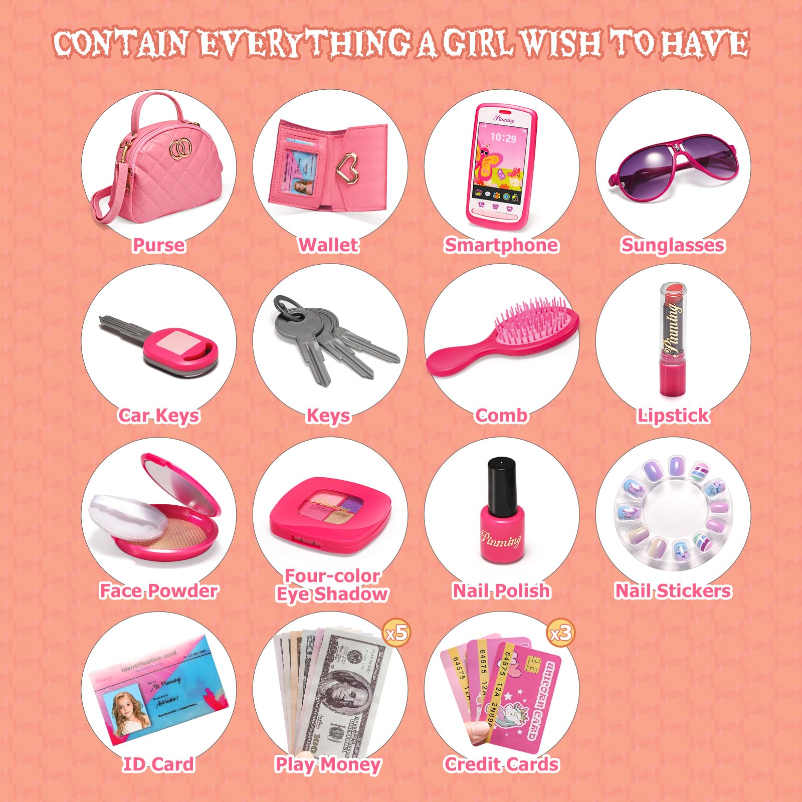 Adorable Little Girls Purse Set - Cute Toddler Handbag with Accessories for 3-6 Year Olds | Pretend Play Toy for Dress Up & Princess Role Play | Perfect Birthday Gift & Valentines Present for Kids | Ideal for Tea Parties, Playdates & Dress-Up Games