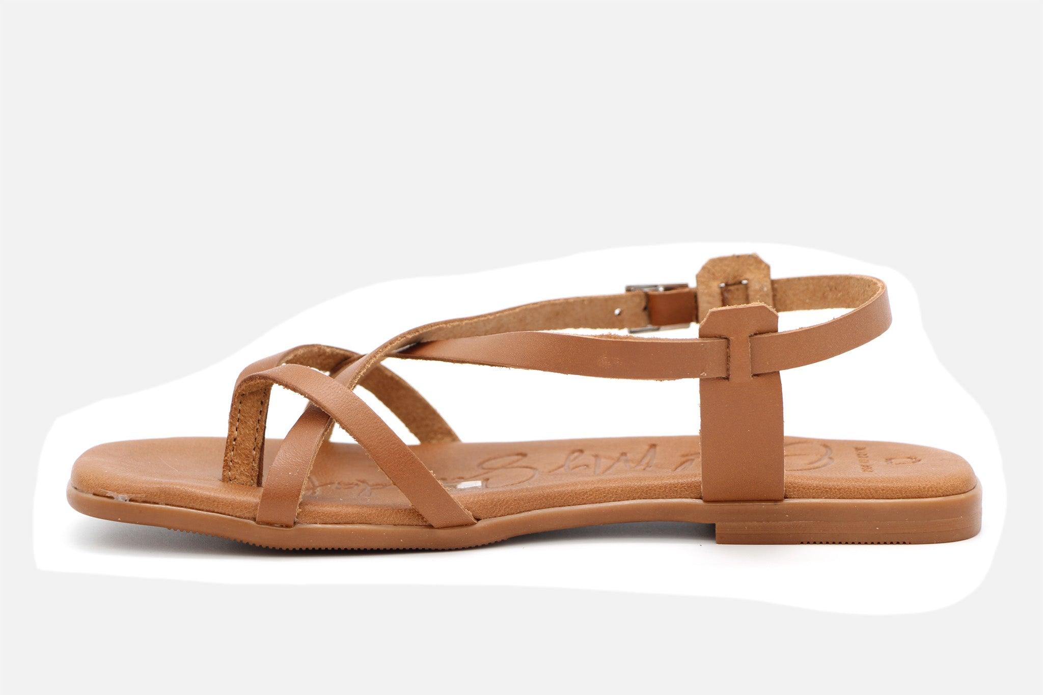 OH MY SANDALS Women's Tan Leather Gladiator Sandals - Comfortable Flat Summer Sandals for Casual Wear, Beach, Vacation & Outdoor Activities